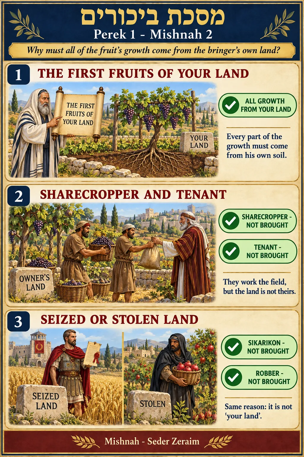 Infographic for Bikkurim 1:2: ALL FROM YOUR LAND