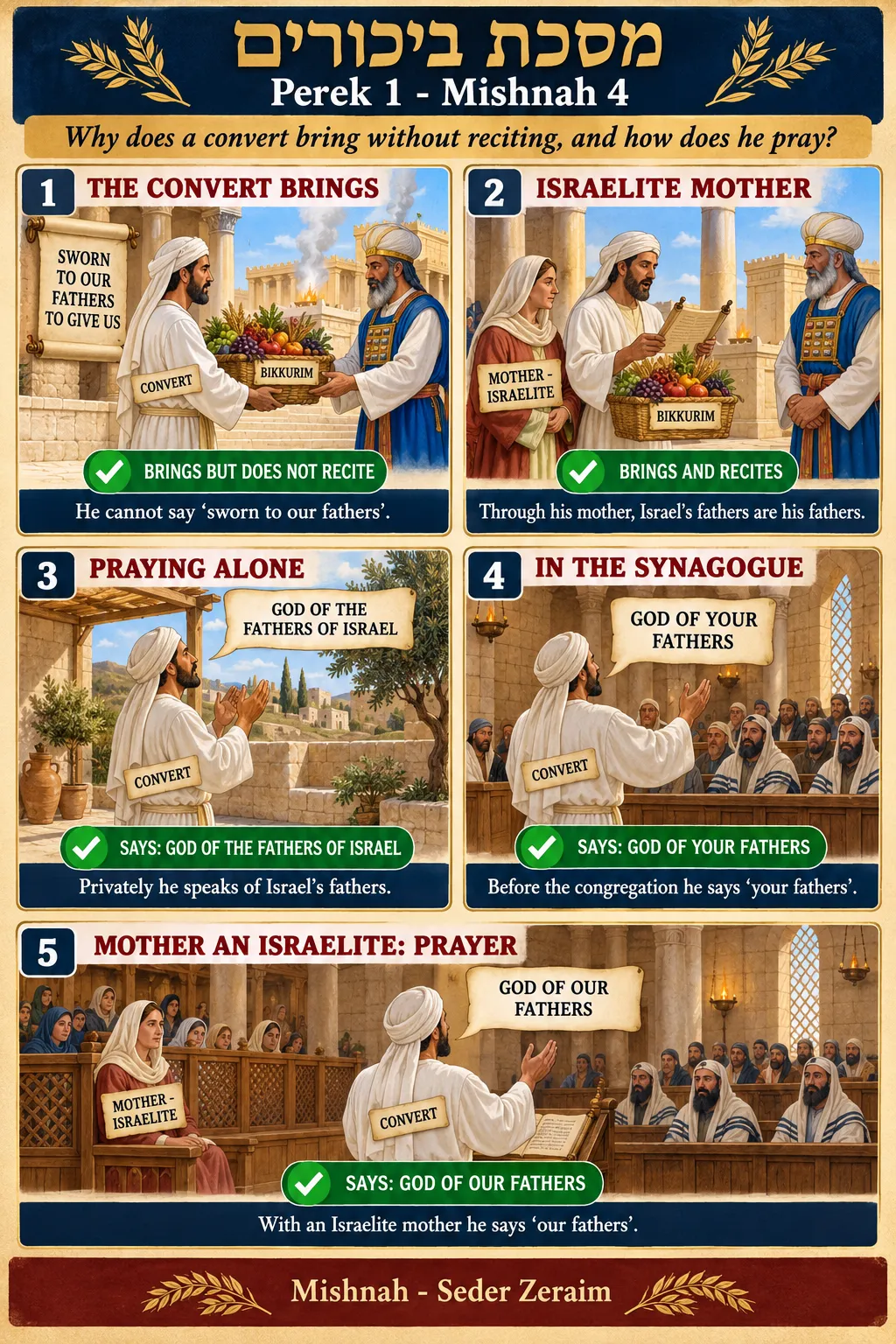 Infographic for Bikkurim 1:4: THE CONVERT AND BIKKURIM