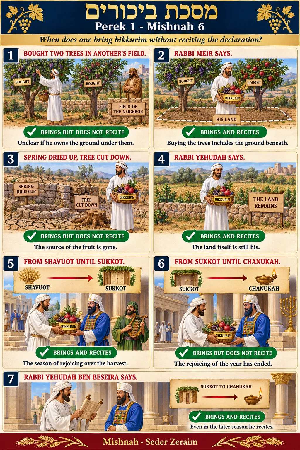 Infographic for Bikkurim 1:6: TWO TREES, LOST SOURCES, LATE SEASON