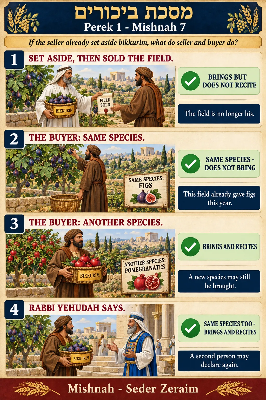 Infographic for Bikkurim 1:7: SETTING ASIDE, THEN SELLING THE FIELD