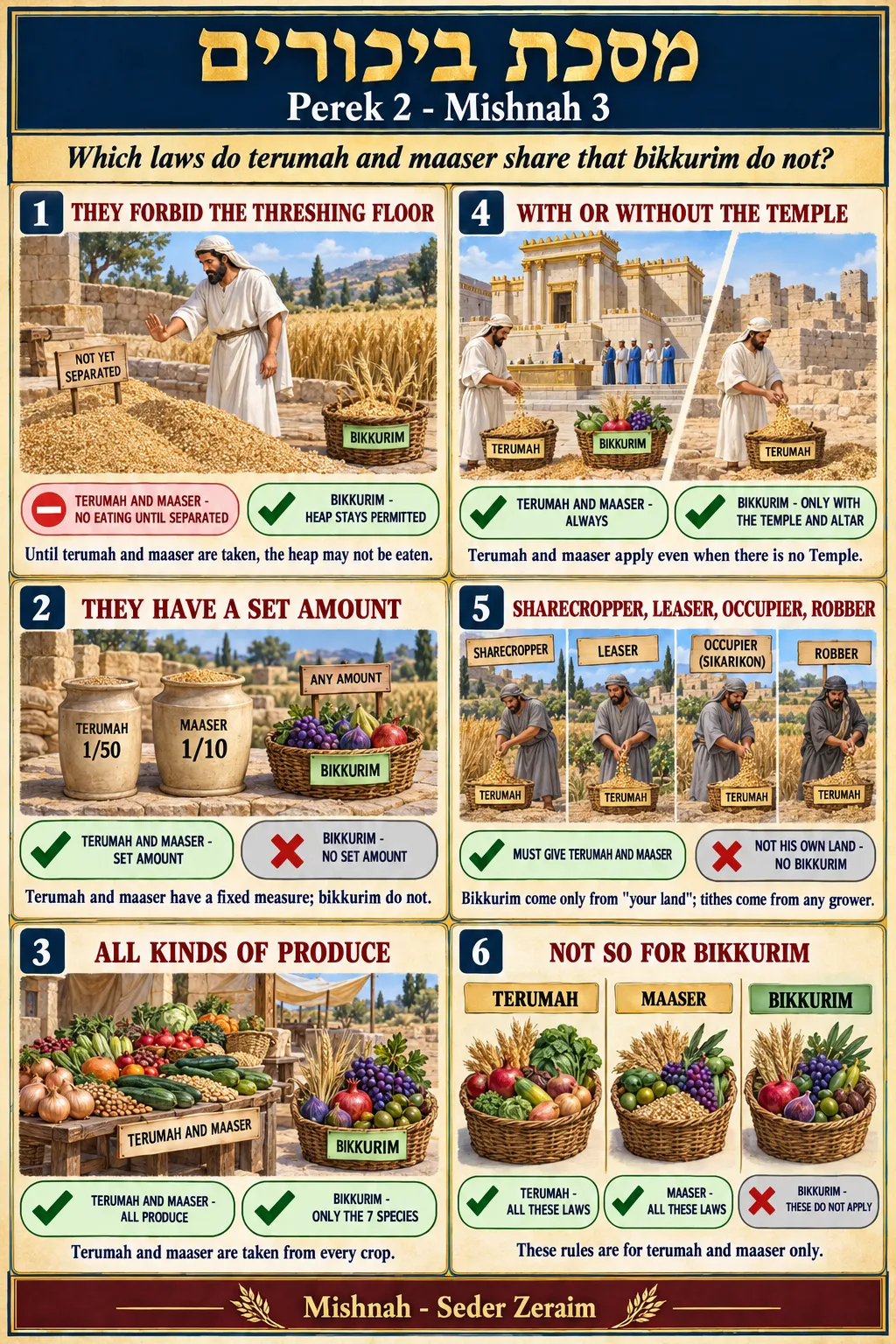 Infographic for Bikkurim 2:3: TERUMAH AND MAASER, NOT BIKKURIM