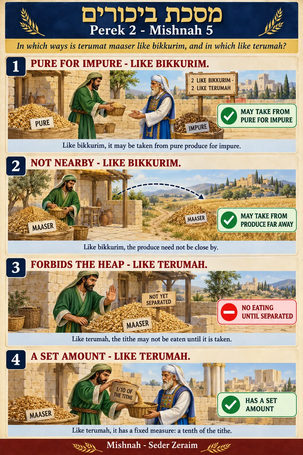 Infographic for Bikkurim 2:5: TERUMAT MAASER - TWO AND TWO