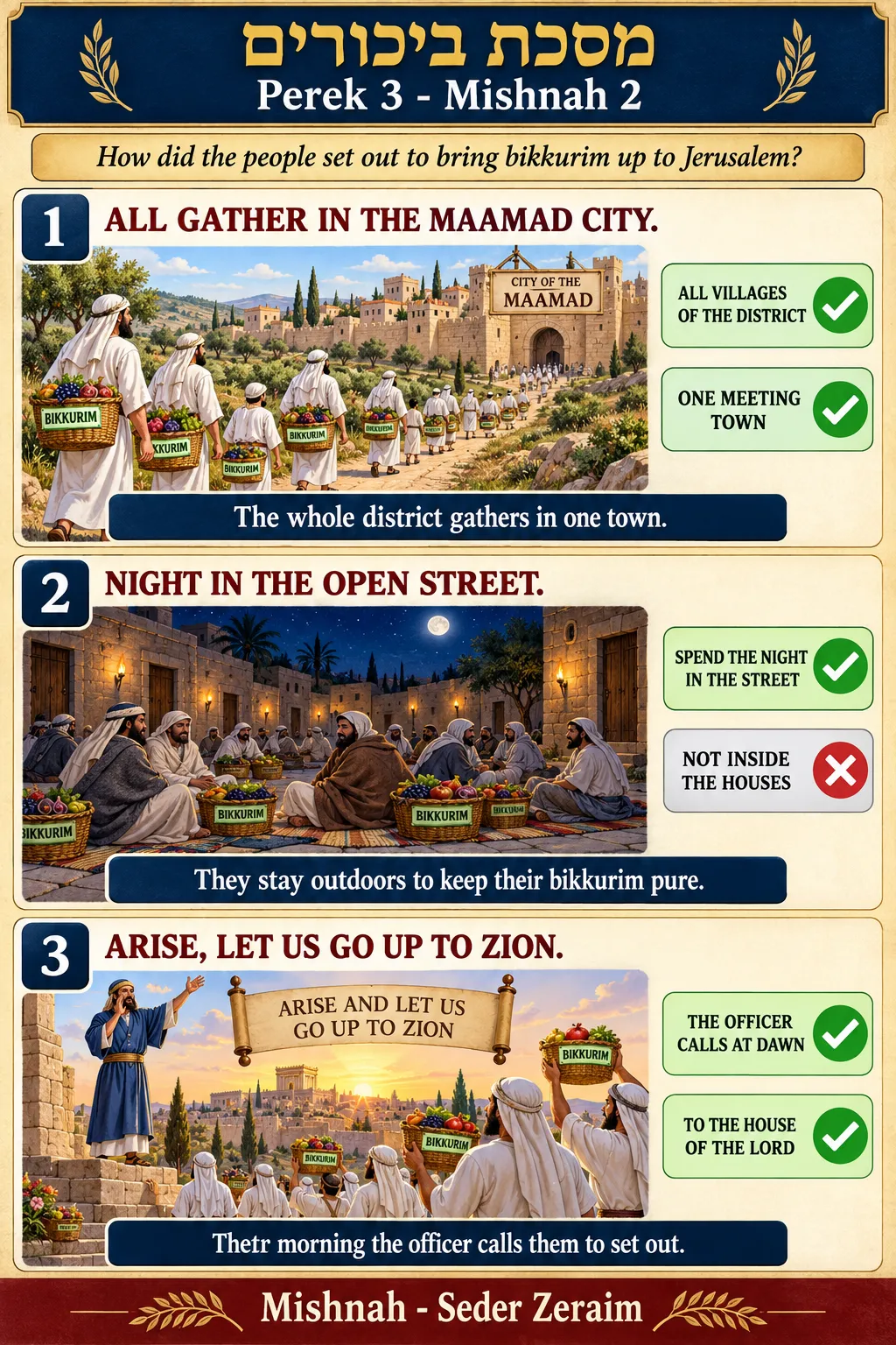 Infographic for Bikkurim 3:2: GATHERING FOR THE JOURNEY