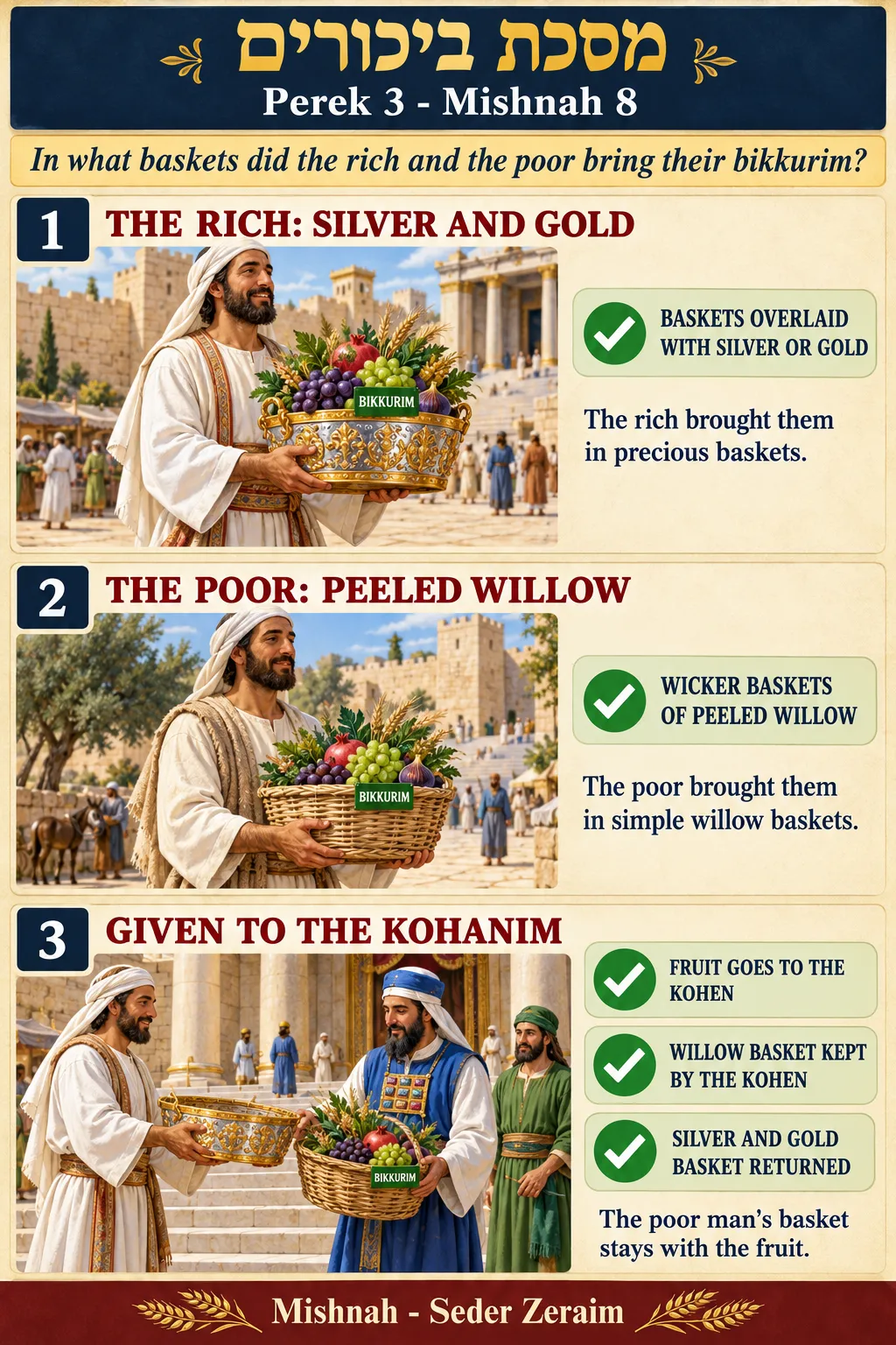 Infographic for Bikkurim 3:8: RICH AND POOR BASKETS