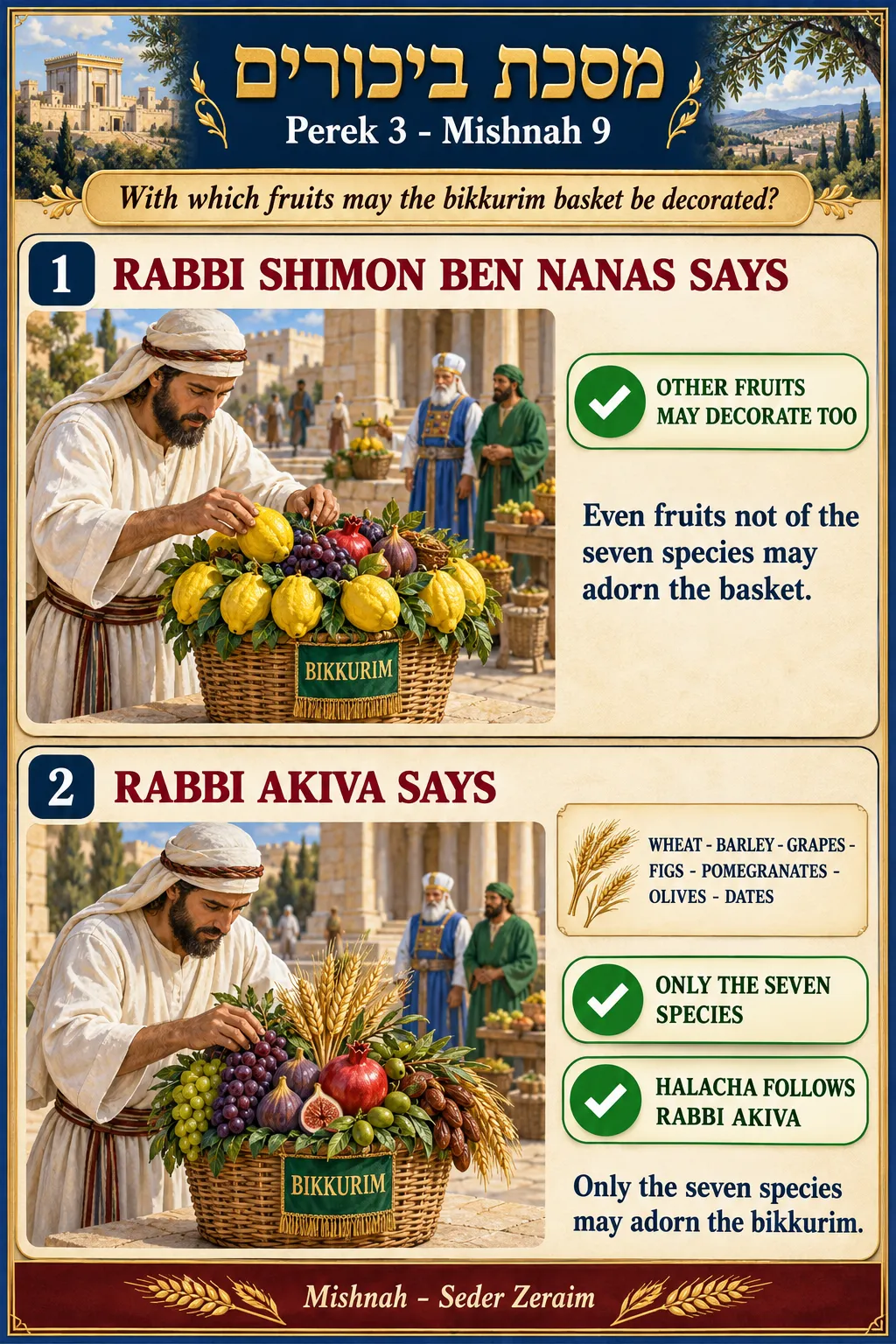 Infographic for Bikkurim 3:9: DECORATING THE BIKKURIM BASKET