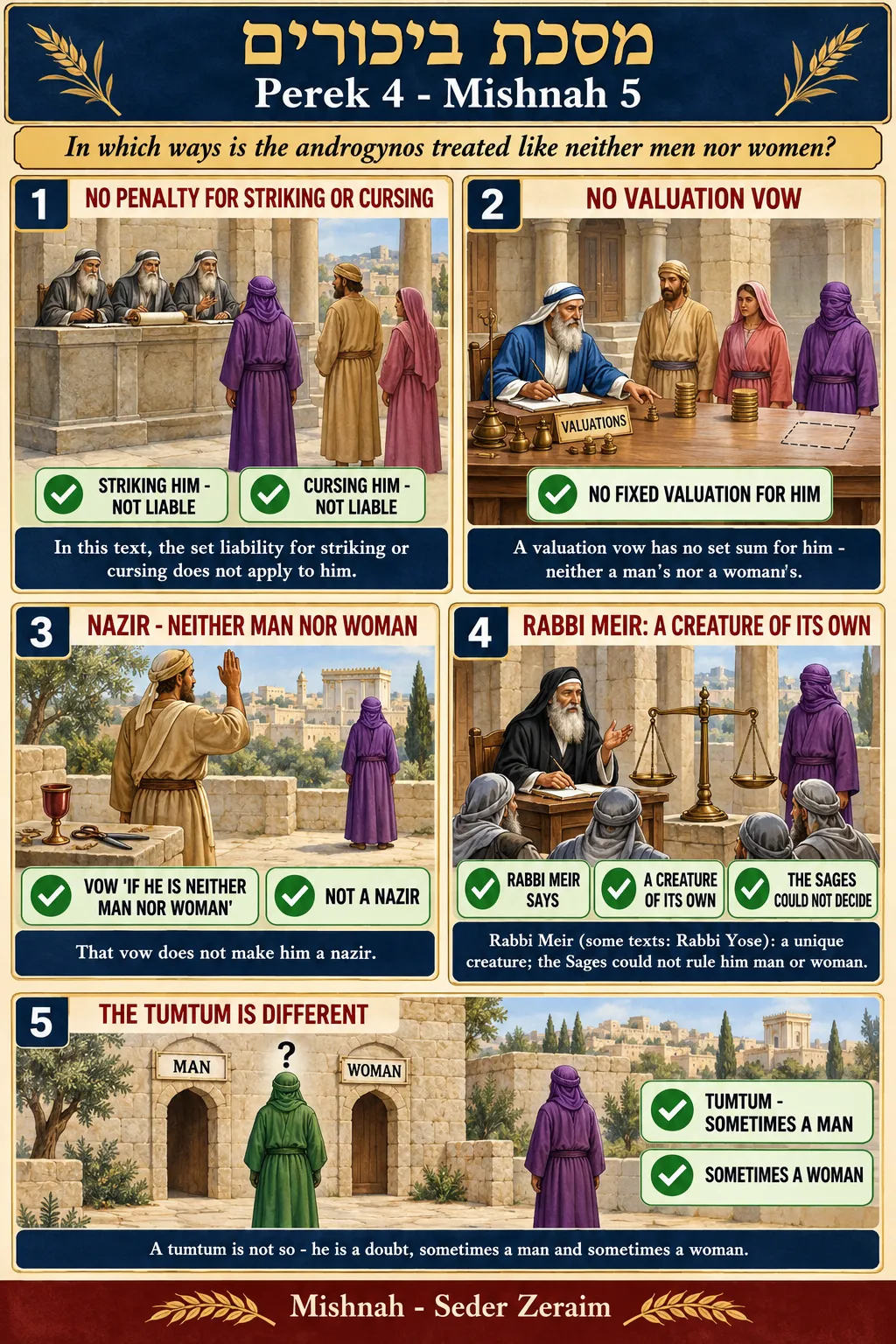 Infographic for Bikkurim 4:5: LIKE NEITHER MEN NOR WOMEN