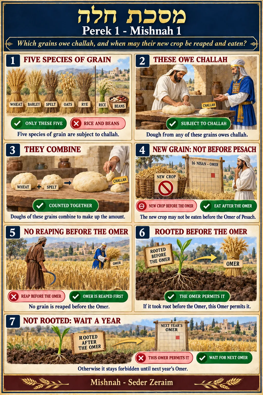 Infographic for Challah 1:1: THE FIVE GRAINS: CHALLAH, NEW GRAIN AND THE OMER