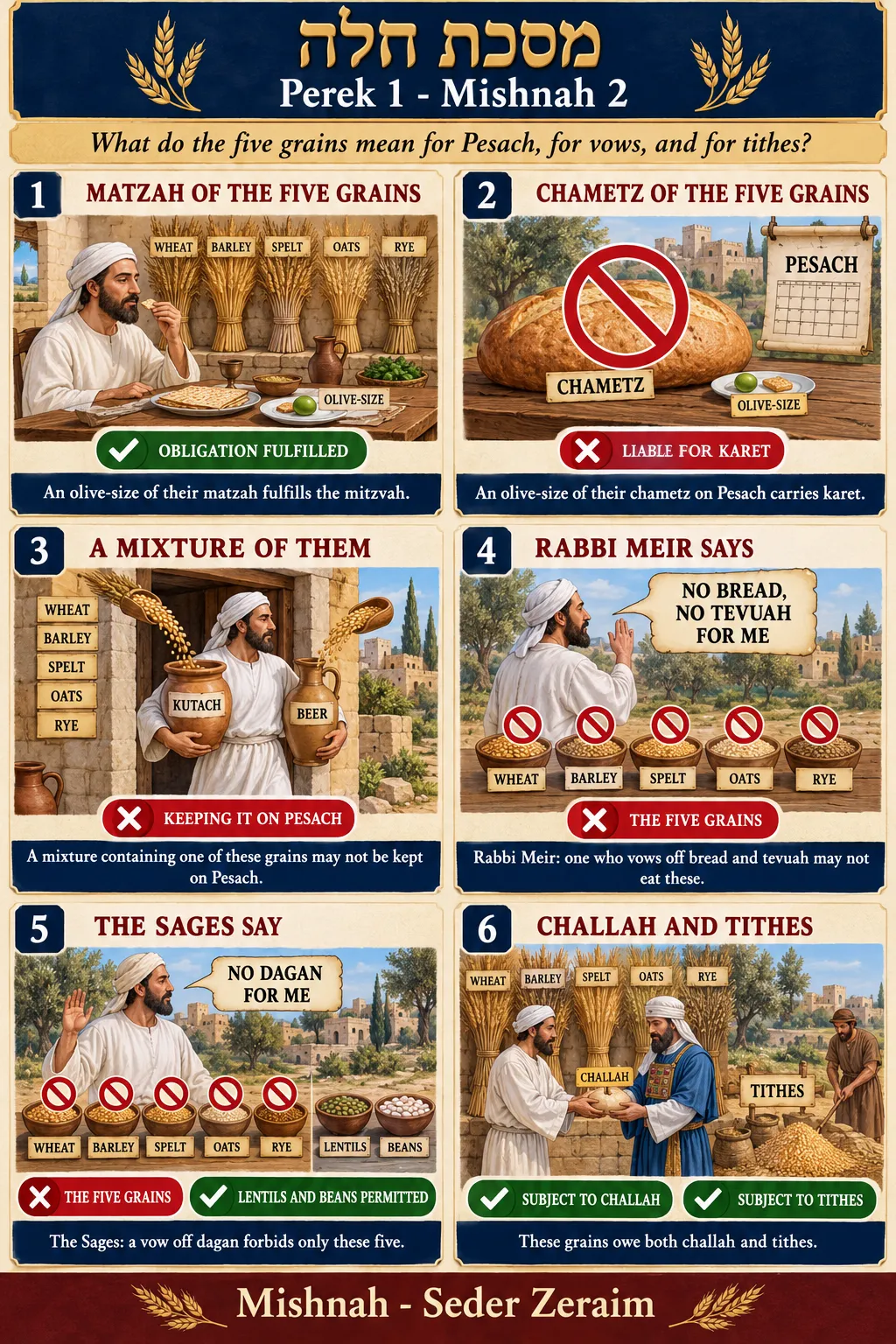 Infographic for Challah 1:2: MATZAH, CHAMETZ, MIXTURES AND VOWS