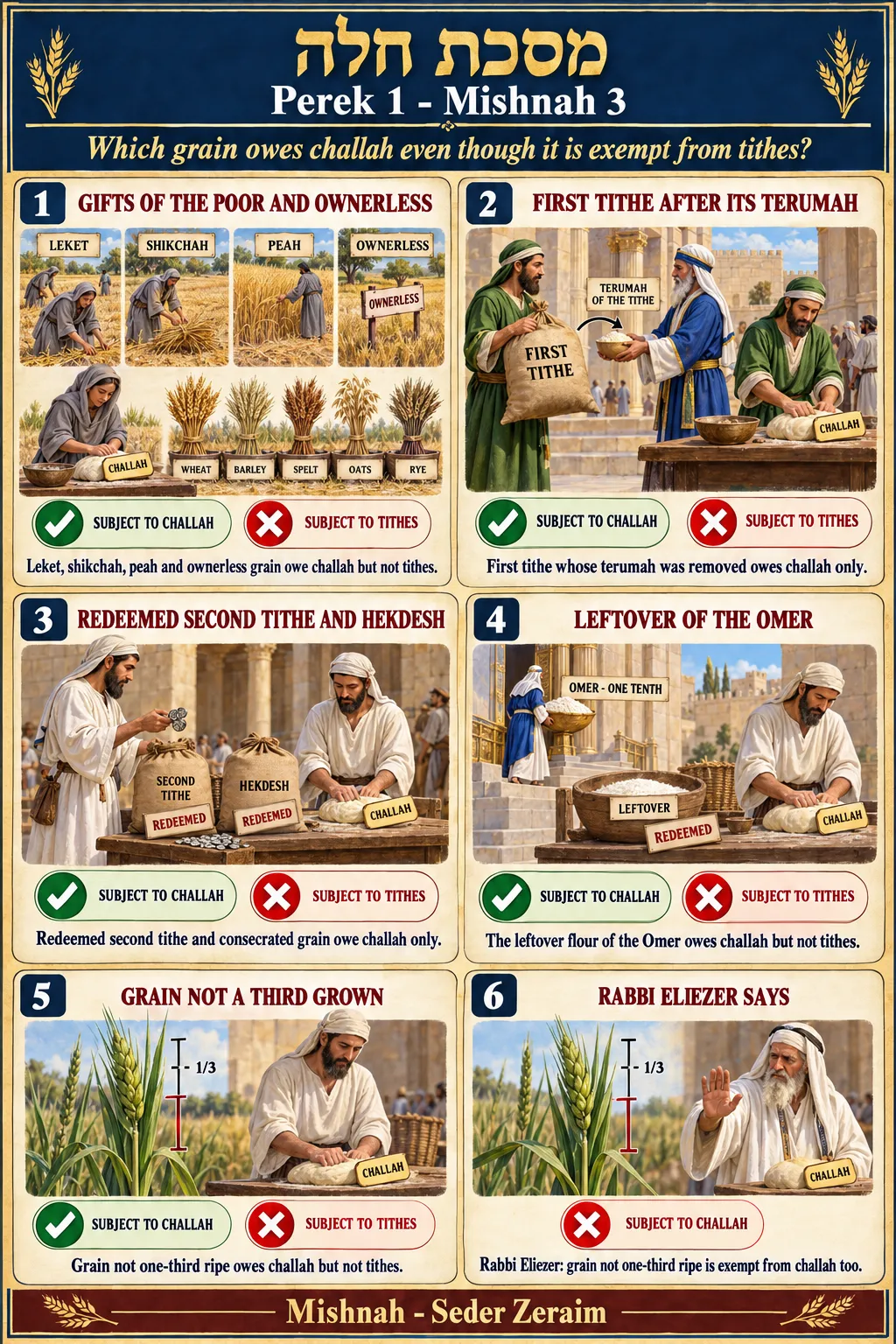 Infographic for Challah 1:3: CHALLAH YES, TITHES NO