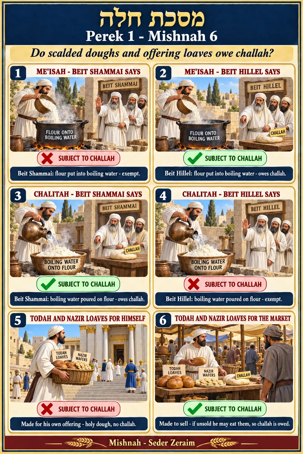 Infographic for Challah 1:6: SCALDED DOUGH AND OFFERING LOAVES