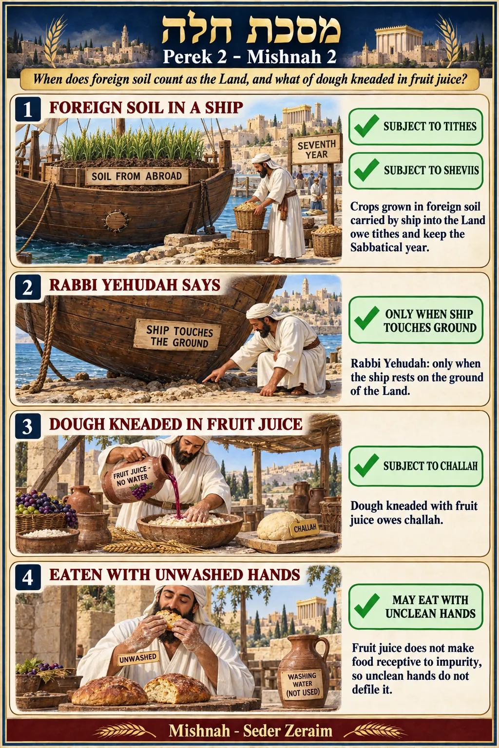 Infographic for Challah 2:2: SOIL IN A SHIP, DOUGH IN JUICE
