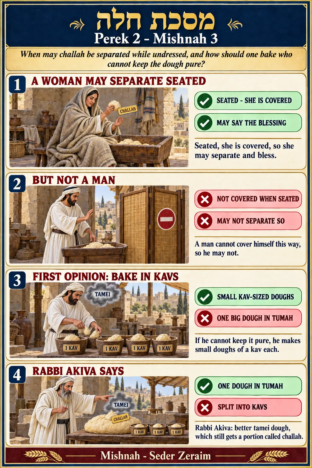 Infographic for Challah 2:3: SEPARATING MODESTLY, DOUGH IN PURITY