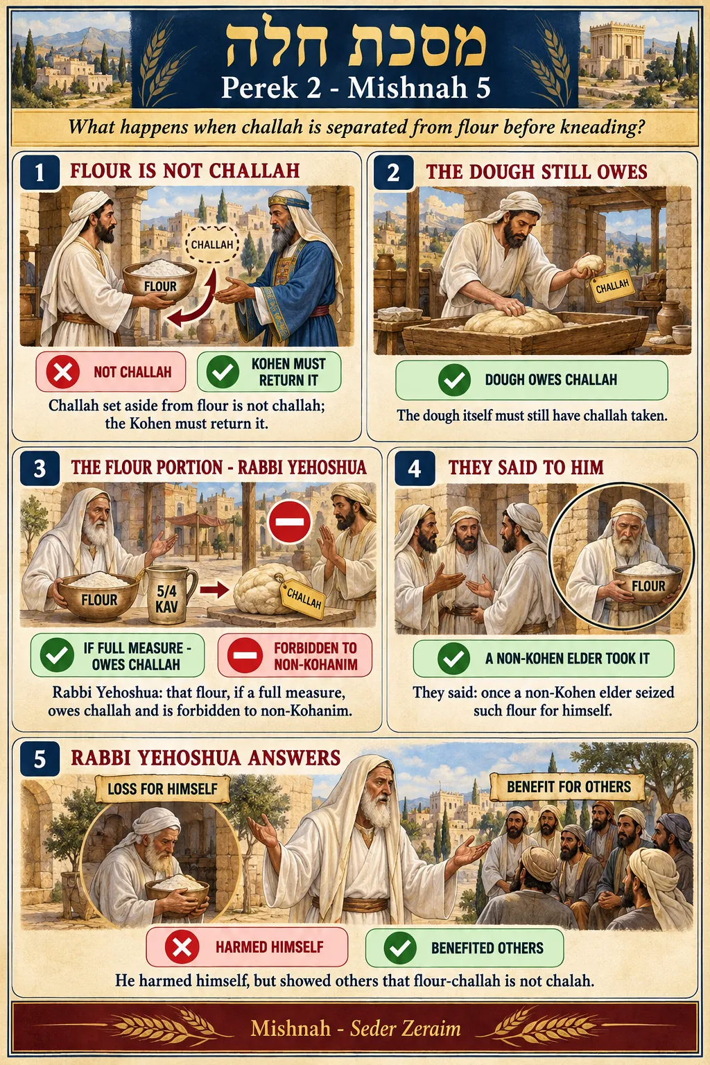 Infographic for Challah 2:5: CHALLAH TAKEN FROM FLOUR