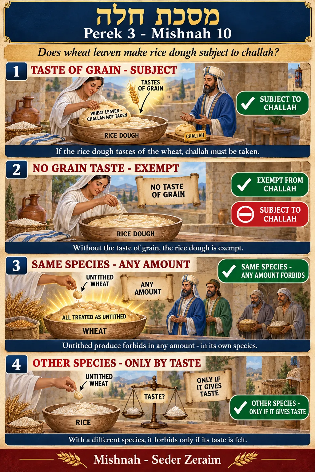Infographic for Challah 3:10: WHEAT LEAVEN IN RICE DOUGH