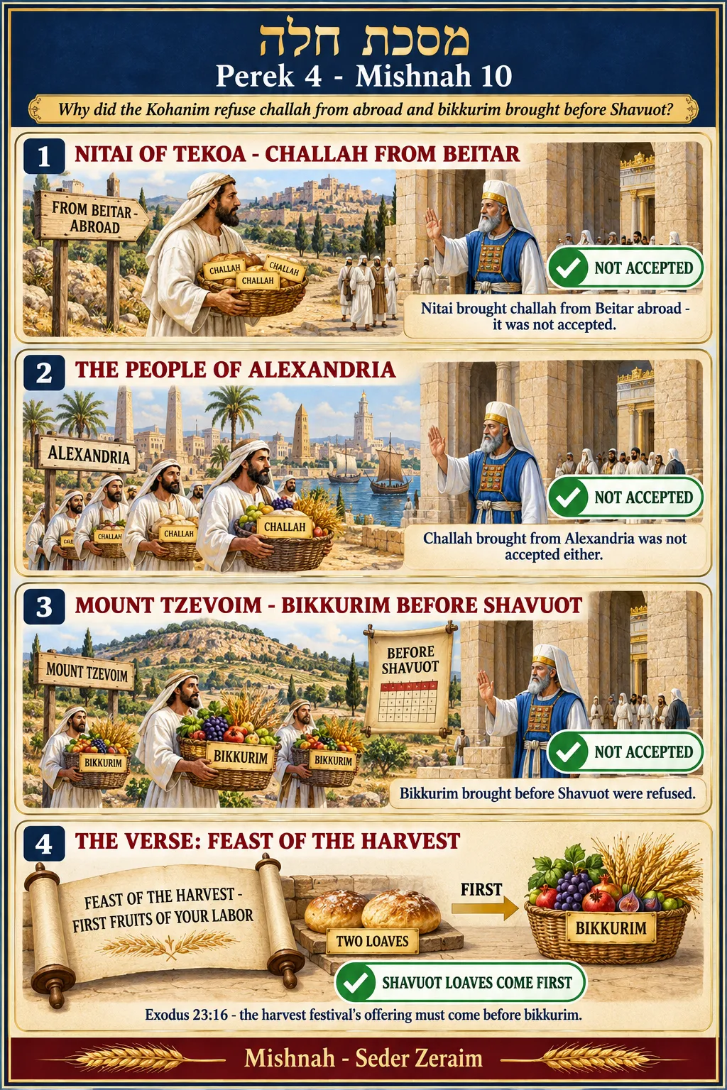 Infographic for Challah 4:10: OFFERINGS THAT WERE REFUSED