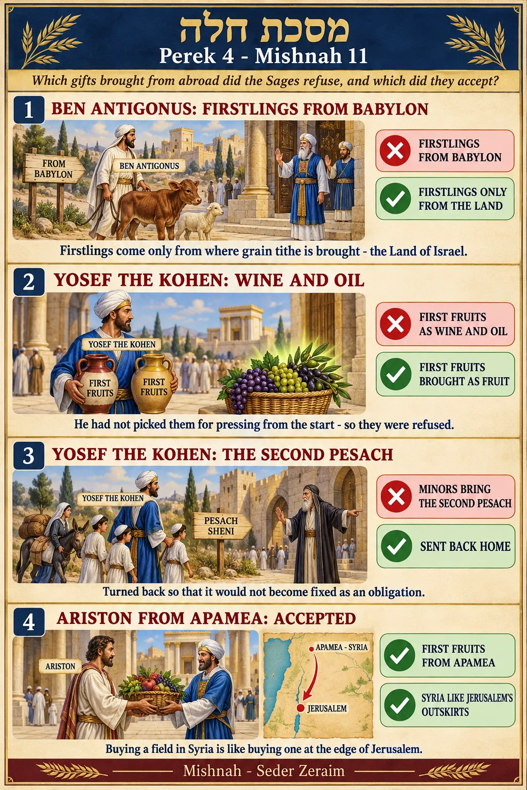 Infographic for Challah 4:11: OFFERINGS THE SAGES TURNED BACK
