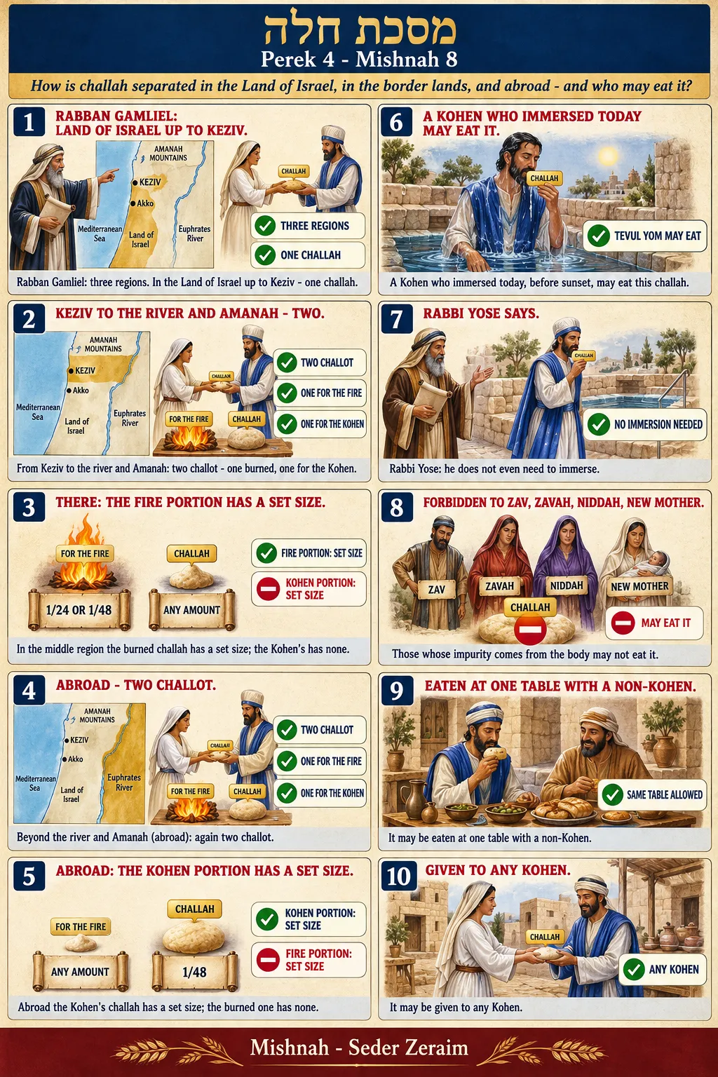 Infographic for Challah 4:8: THREE LANDS FOR CHALLAH