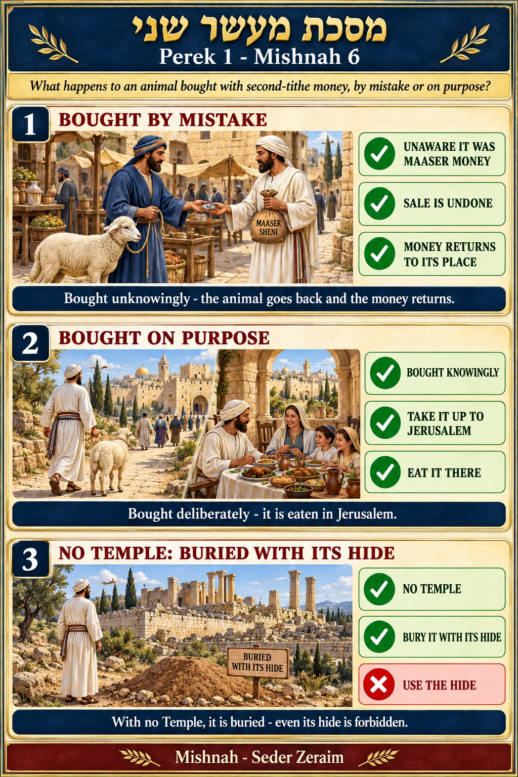 Infographic for Maaser Sheni 1:6: AN ANIMAL BOUGHT WITH TITHE MONEY