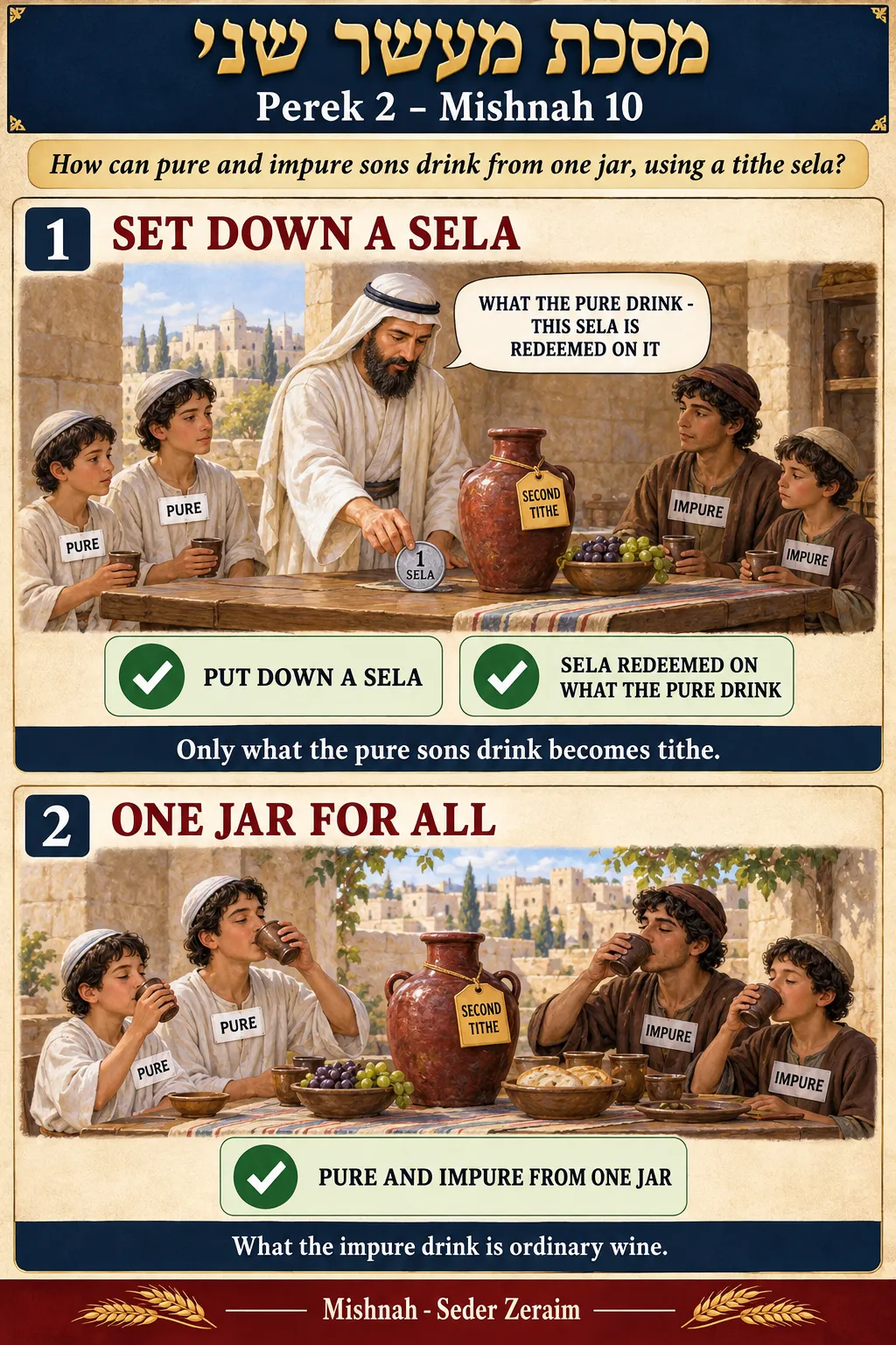 Infographic for Maaser Sheni 2:10: PURE AND IMPURE SONS AT ONE JAR