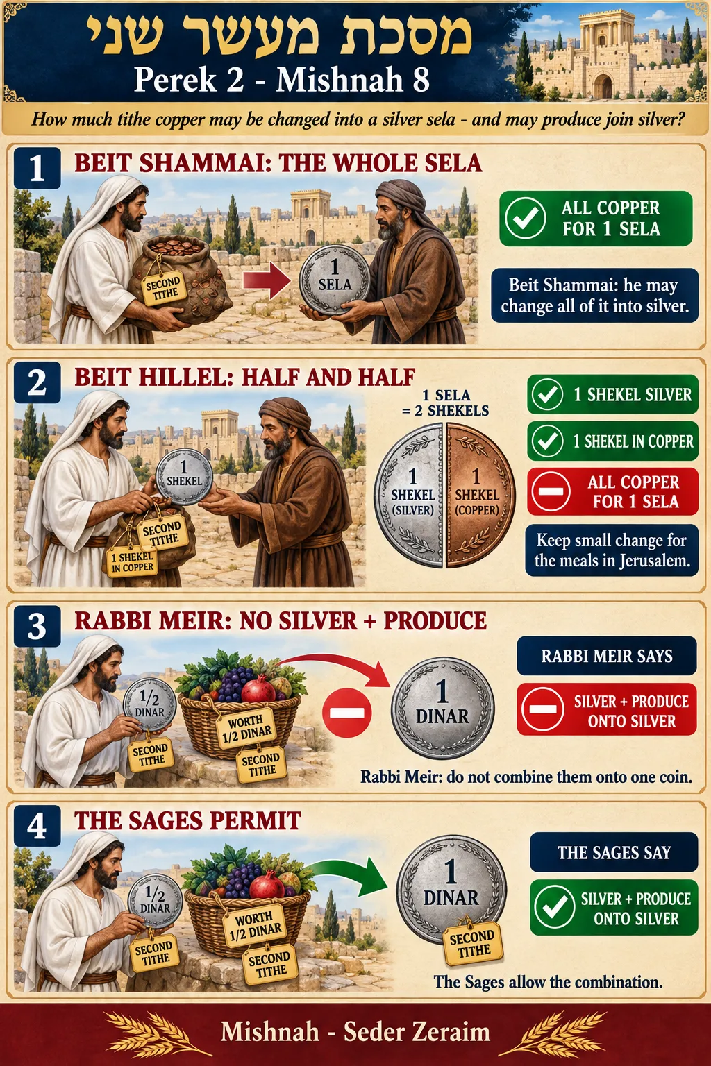 Infographic for Maaser Sheni 2:8: CHANGING COPPER INTO A SELA