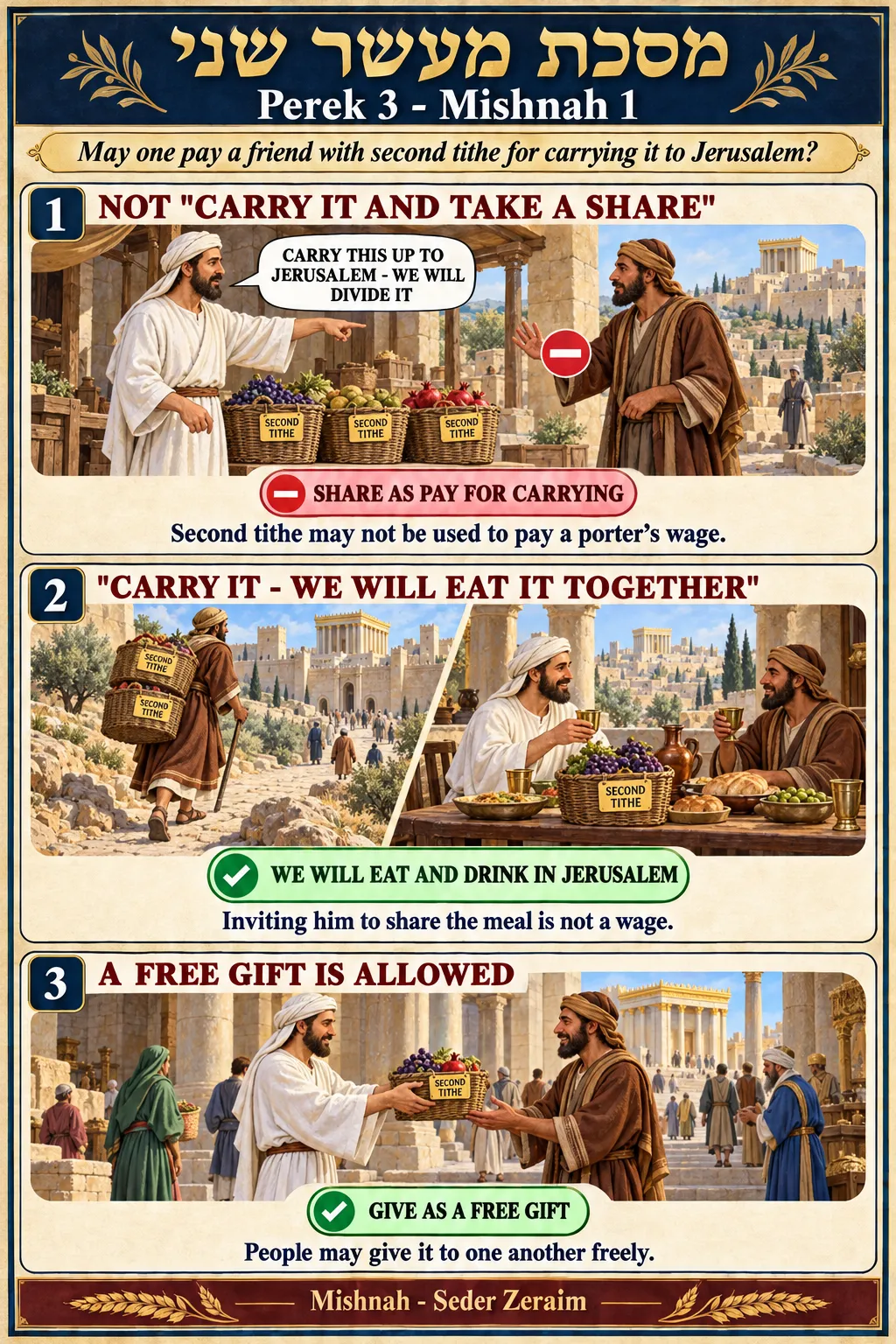 Infographic for Maaser Sheni 3:1: CARRYING IT UP TO JERUSALEM