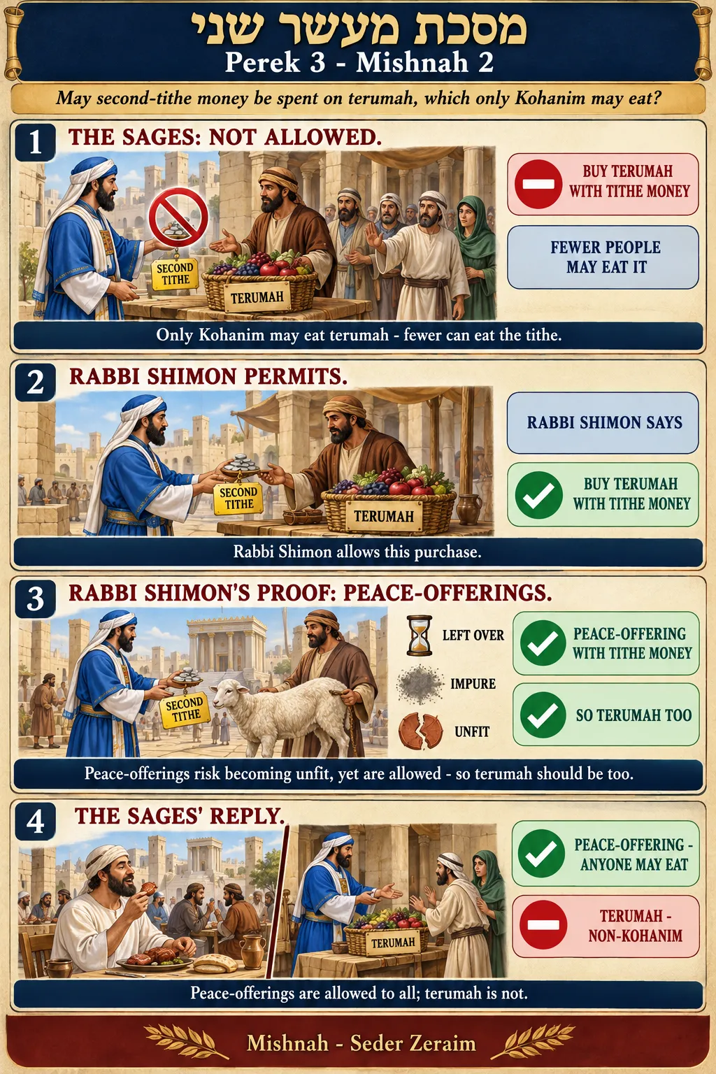 Infographic for Maaser Sheni 3:2: BUYING TERUMAH WITH TITHE MONEY