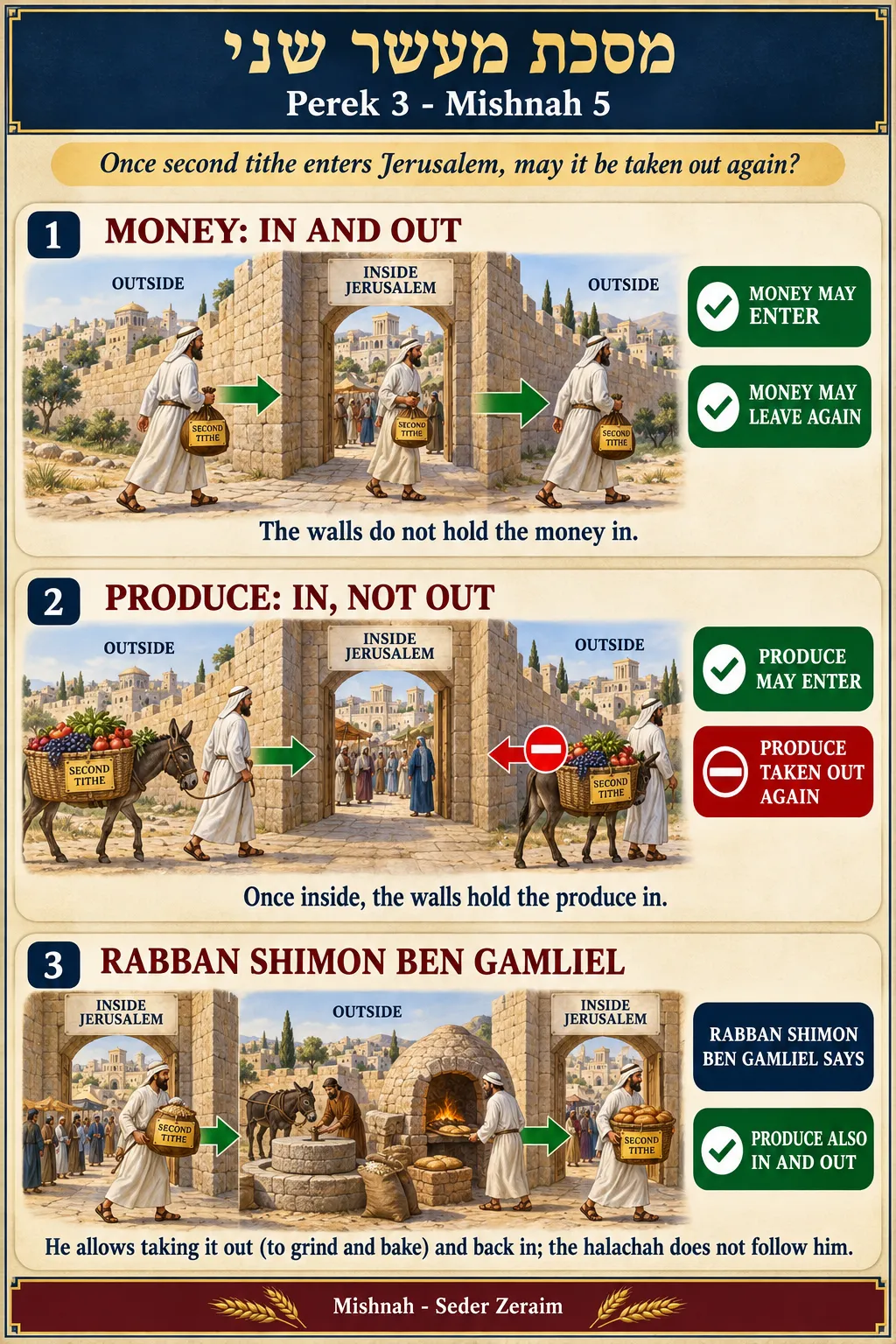 Infographic for Maaser Sheni 3:5: IN AND OUT OF JERUSALEM
