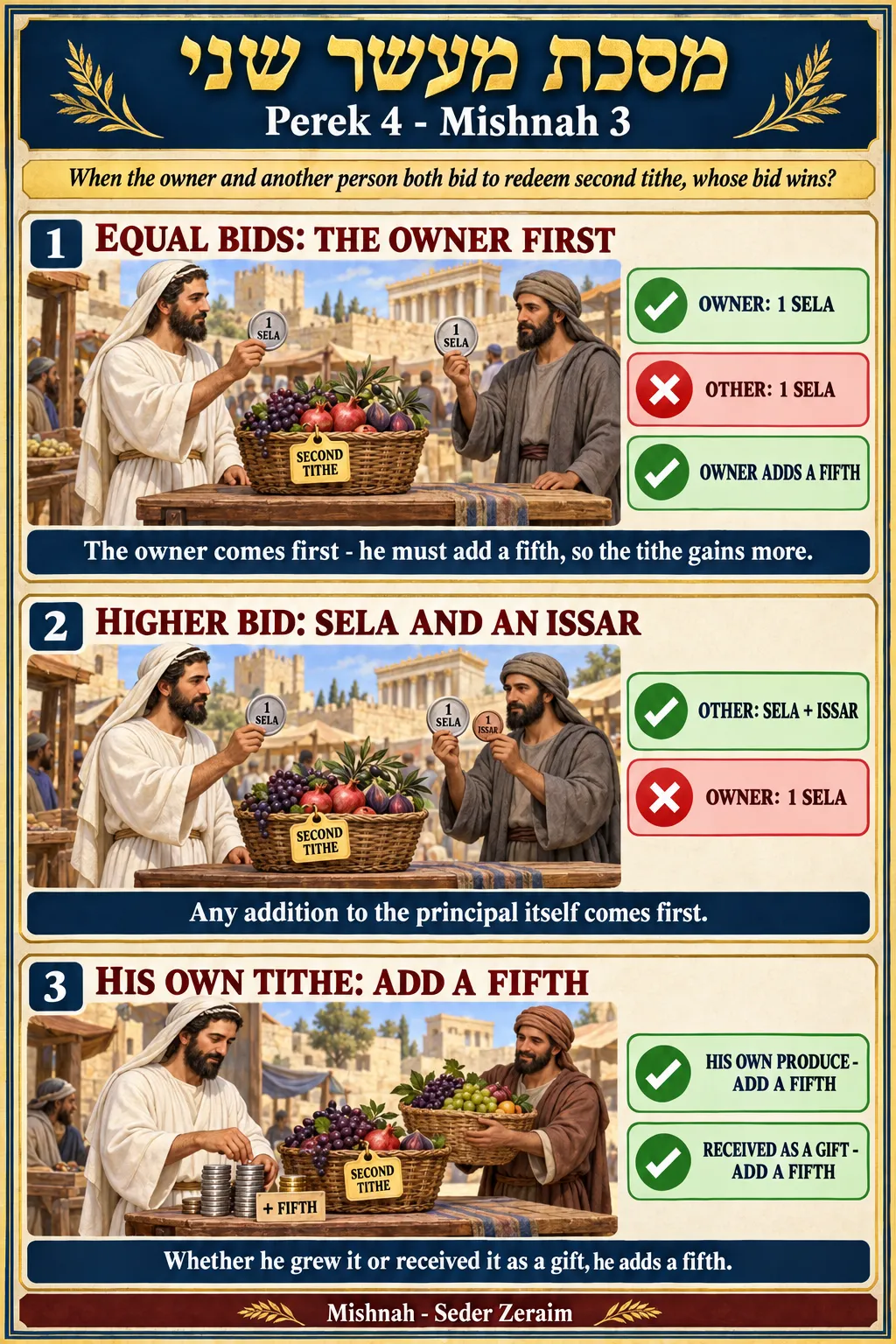 Infographic for Maaser Sheni 4:3: WHO HAS FIRST RIGHT TO REDEEM?