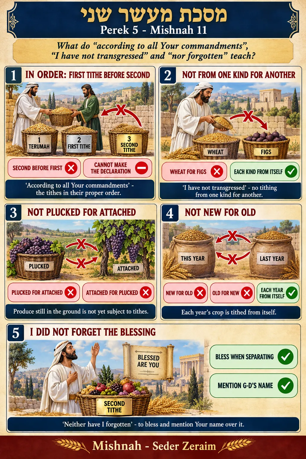 Infographic for Maaser Sheni 5:11: THE DECLARATION: "ALL YOUR COMMANDMENTS"