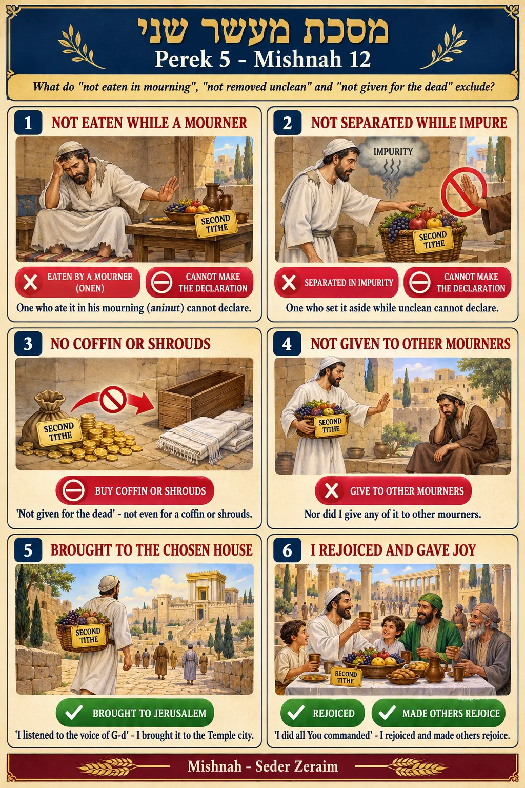 Infographic for Maaser Sheni 5:12: THE DECLARATION: MOURNING, IMPURITY, THE DEAD