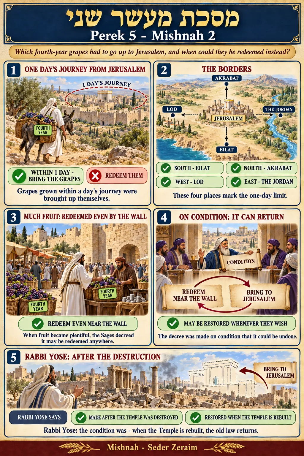 Infographic for Maaser Sheni 5:2: BRINGING FOURTH-YEAR GRAPES TO JERUSALEM