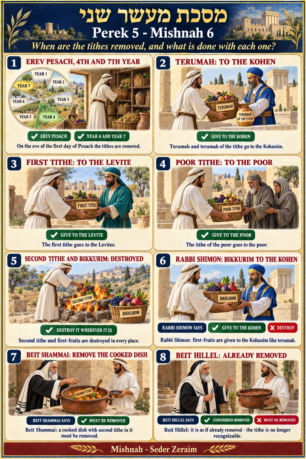 Infographic for Maaser Sheni 5:6: BI'UR: REMOVING THE TITHES BEFORE PESACH