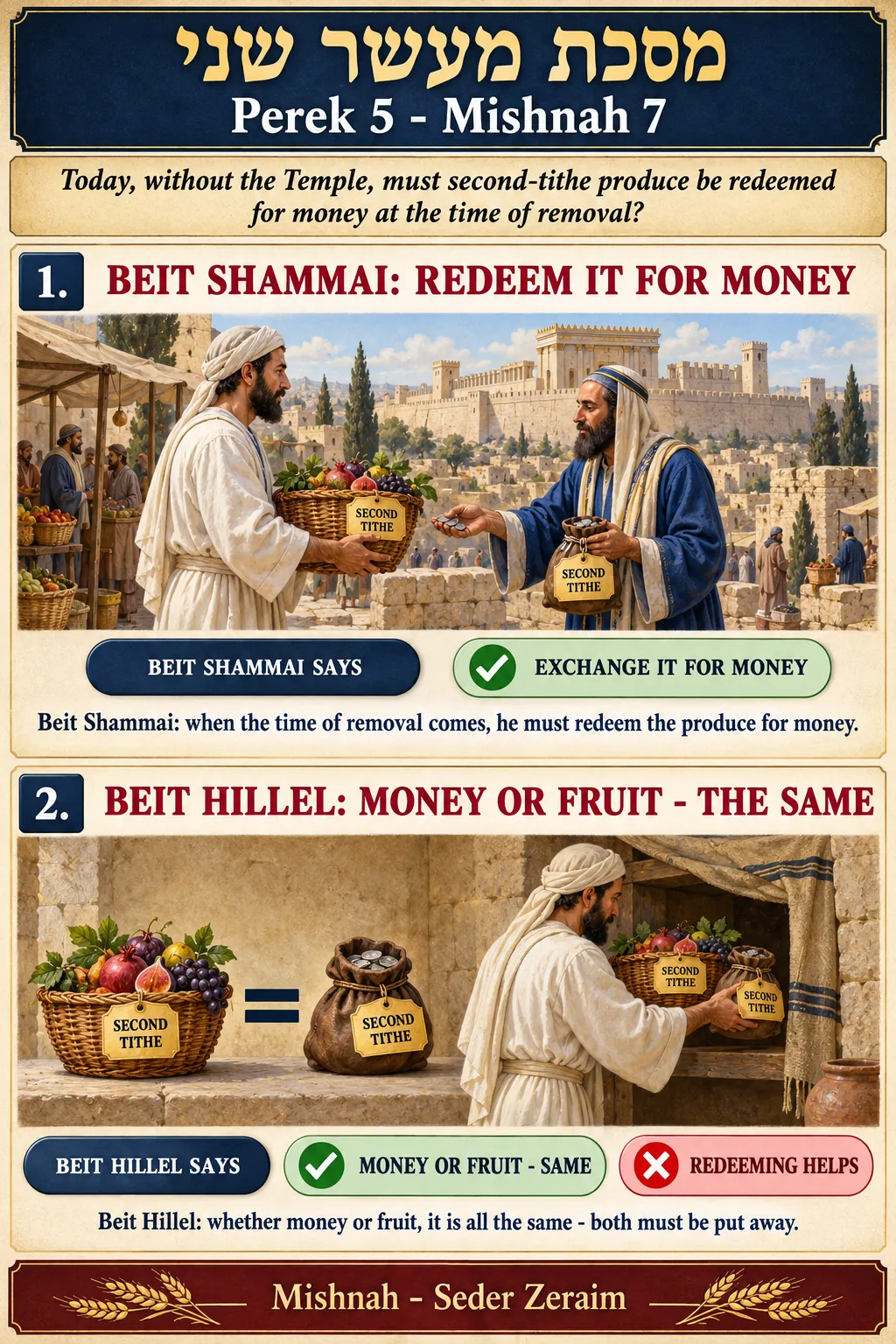 Infographic for Maaser Sheni 5:7: REMOVAL AFTER THE TEMPLE: MONEY OR FRUIT