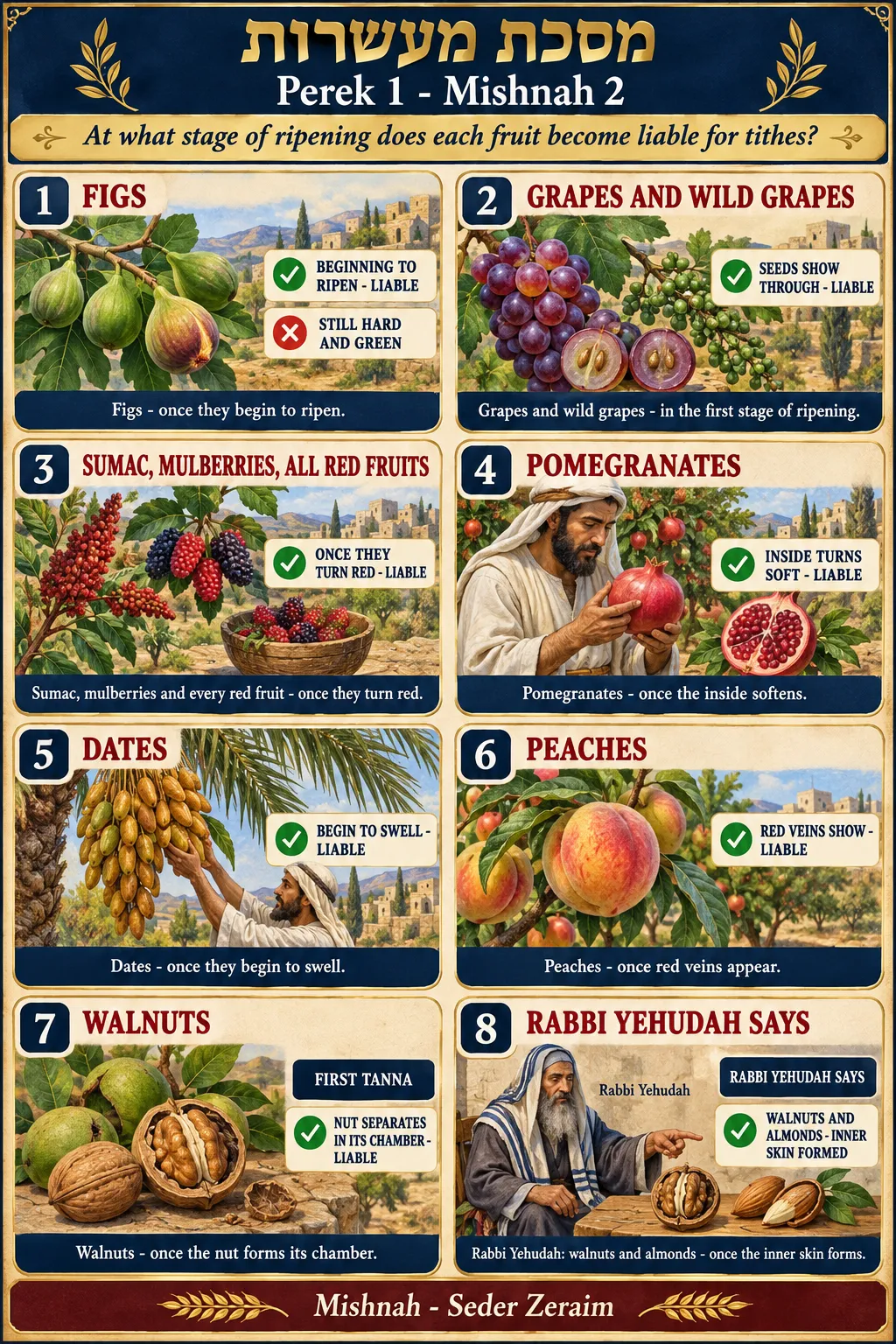 Infographic for Maaseros 1:2: WHEN FRUITS BECOME LIABLE (1)