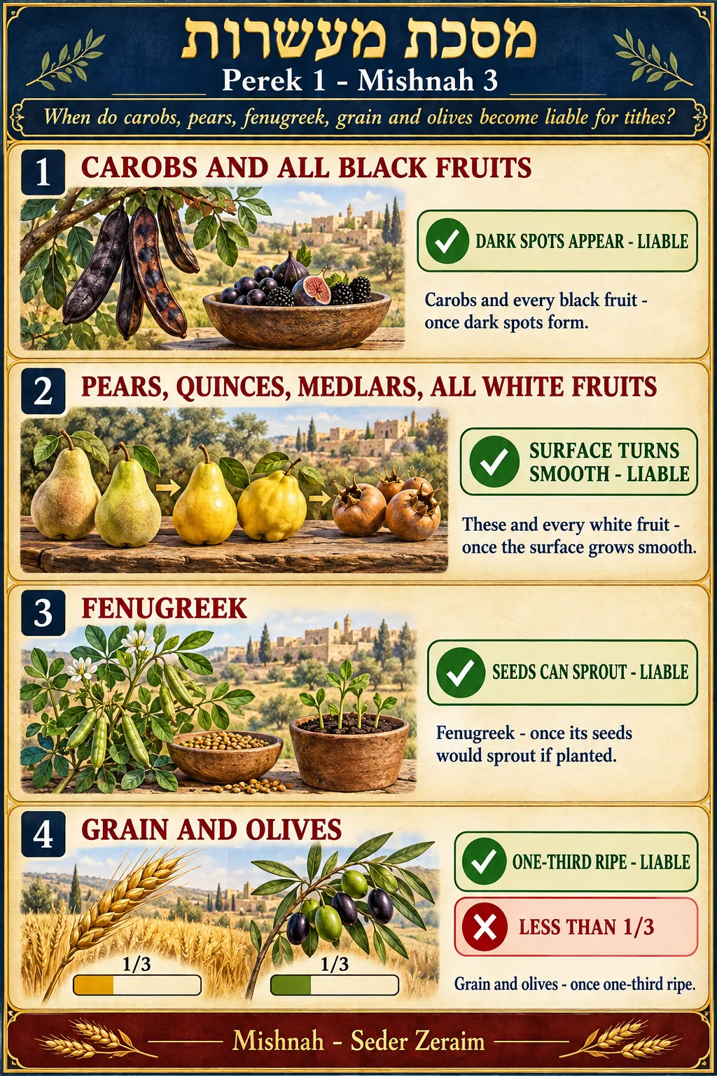 Infographic for Maaseros 1:3: WHEN FRUITS BECOME LIABLE (2)