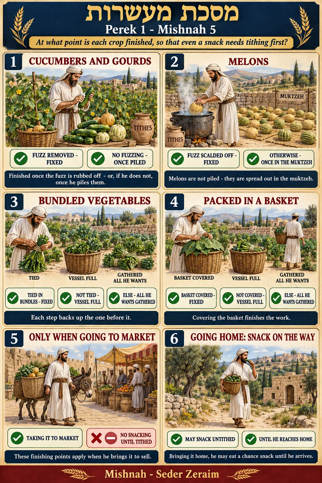 Infographic for Maaseros 1:5: WHEN PRODUCE BECOMES FIXED FOR TITHES