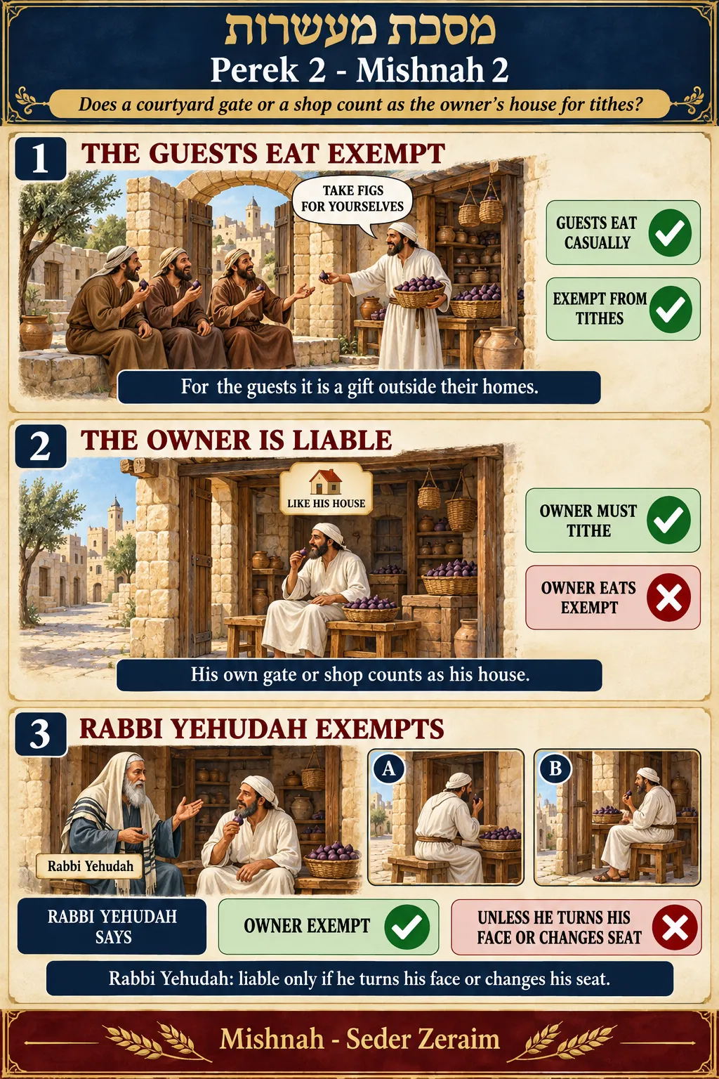 Infographic for Maaseros 2:2: FIGS AT THE GATE OR SHOP