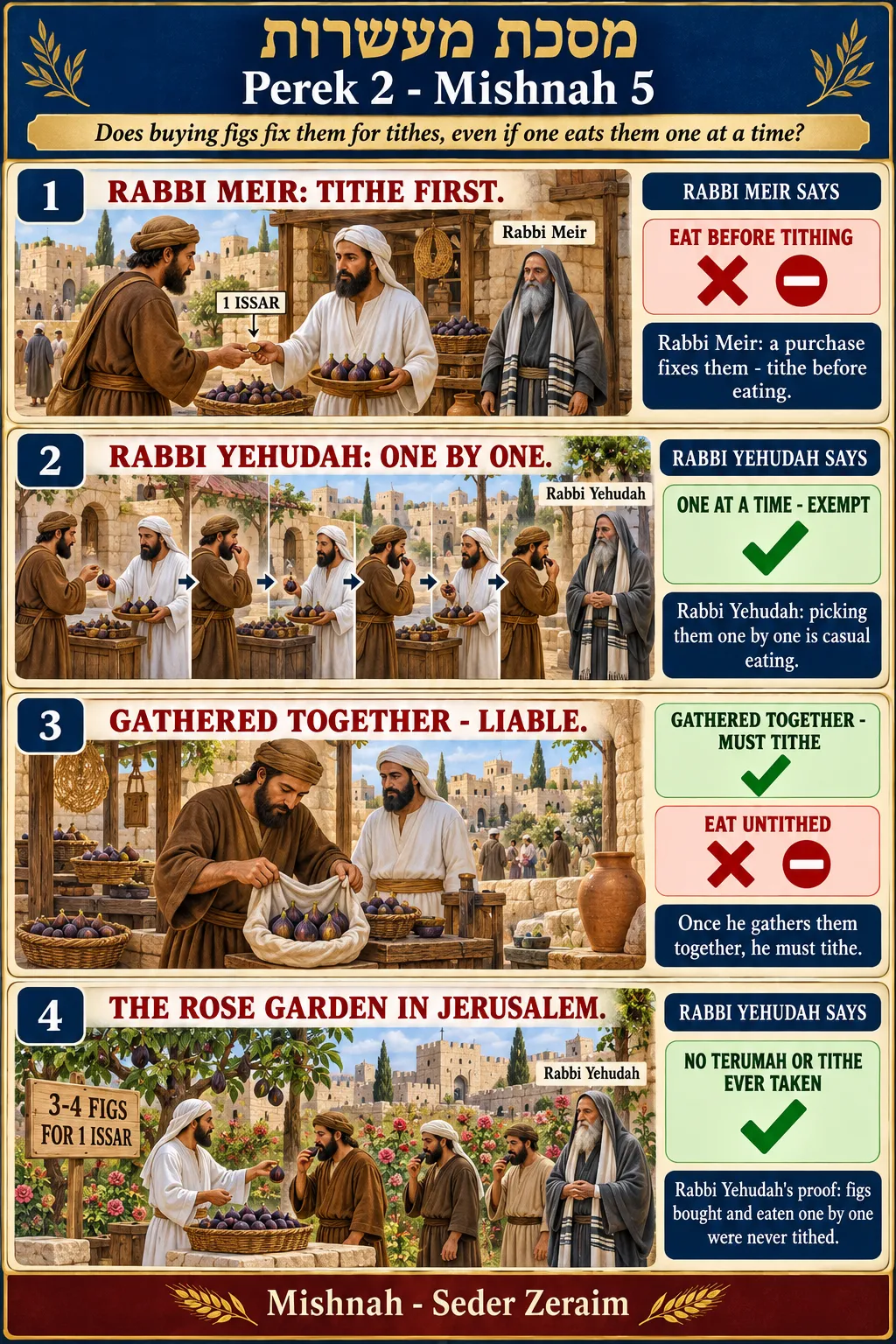 Infographic for Maaseros 2:5: FIVE FIGS FOR AN ISSAR