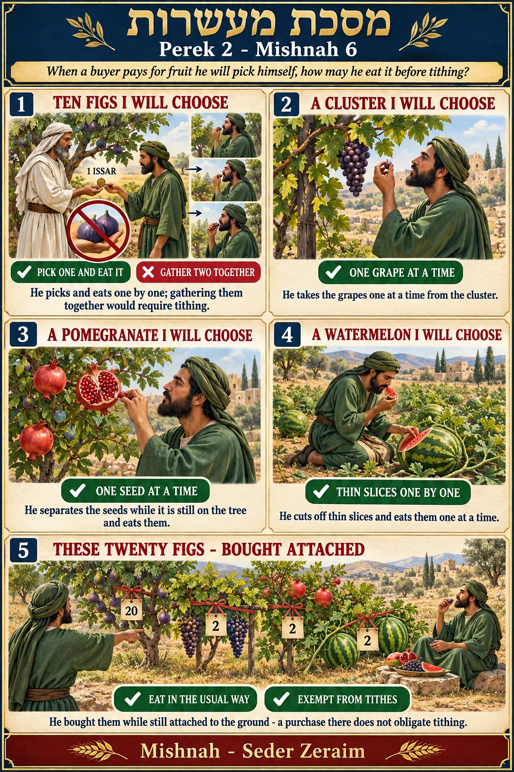 Infographic for Maaseros 2:6: BUYING FRUIT STILL ON THE TREE