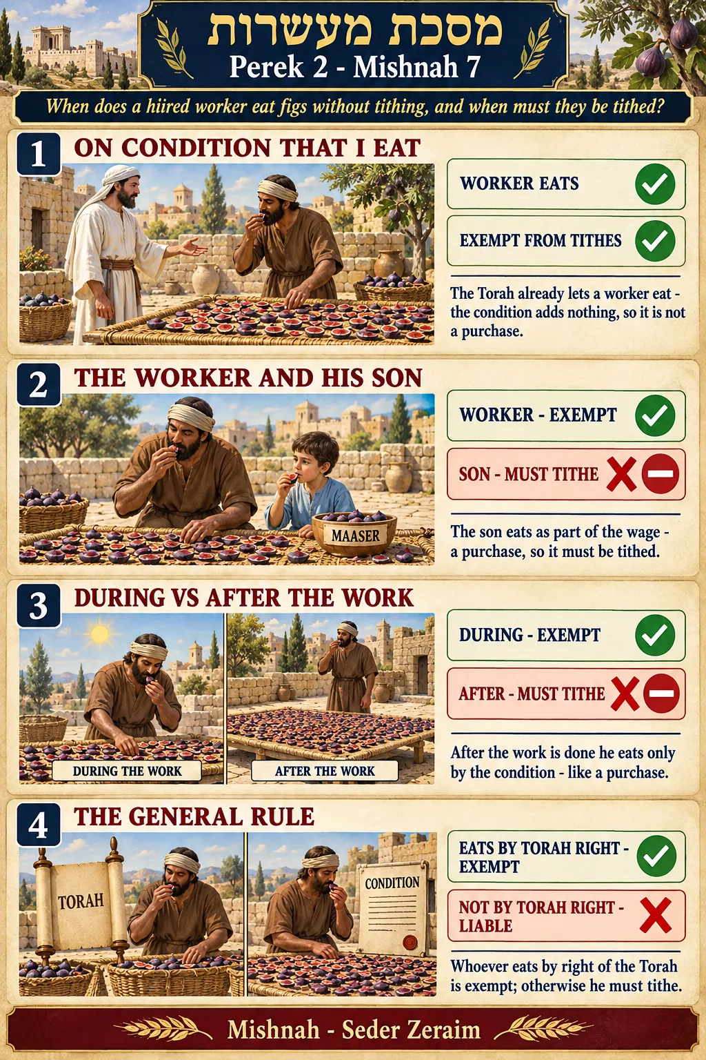 Infographic for Maaseros 2:7: A WORKER WHO EATS FIGS