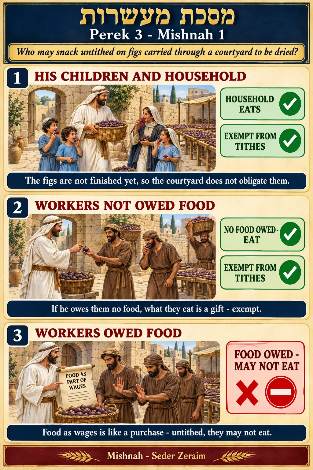 Infographic for Maaseros 3:1: FIGS CARRIED THROUGH THE COURTYARD