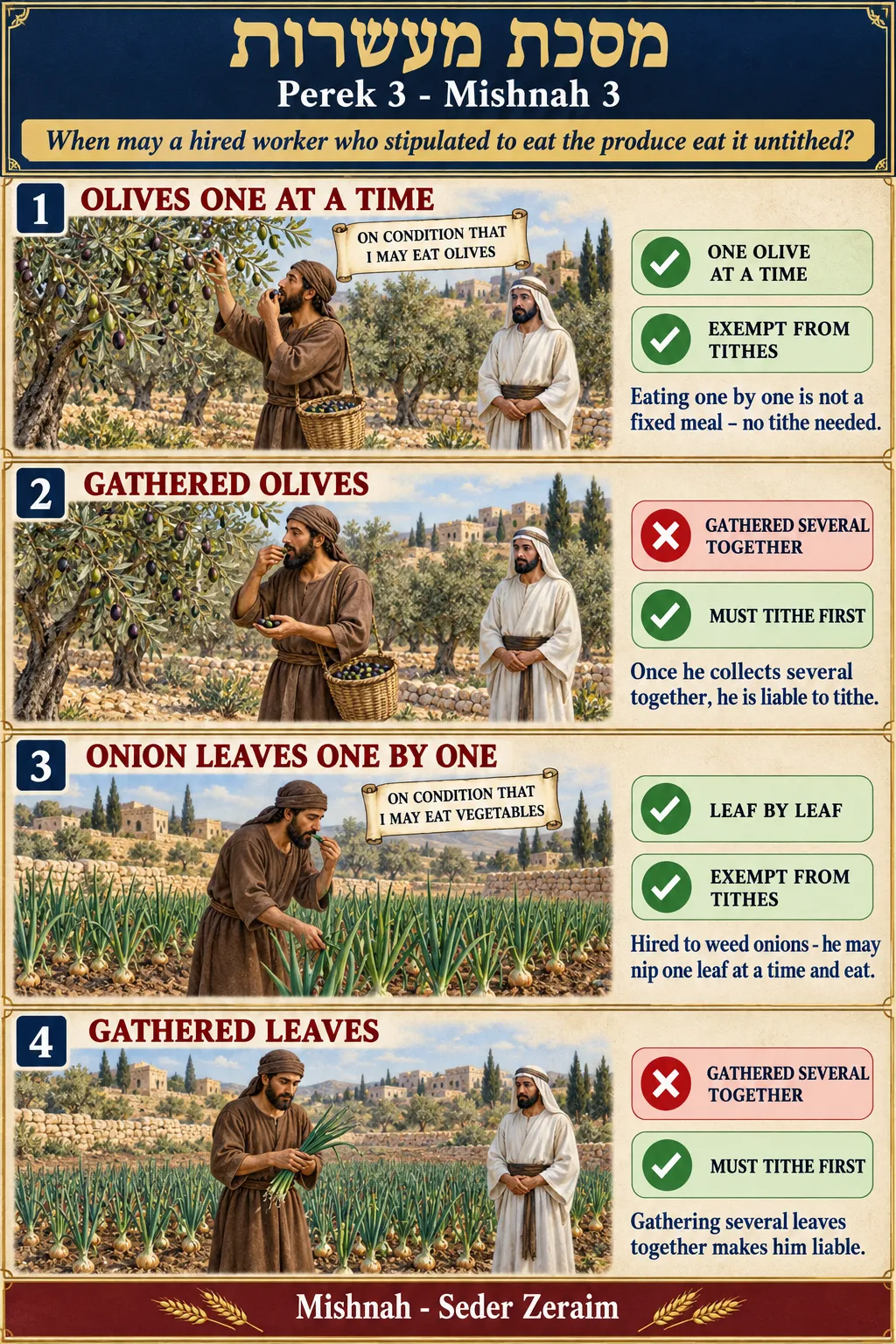 Infographic for Maaseros 3:3: A WORKER WHO EATS AS PART OF HIS PAY