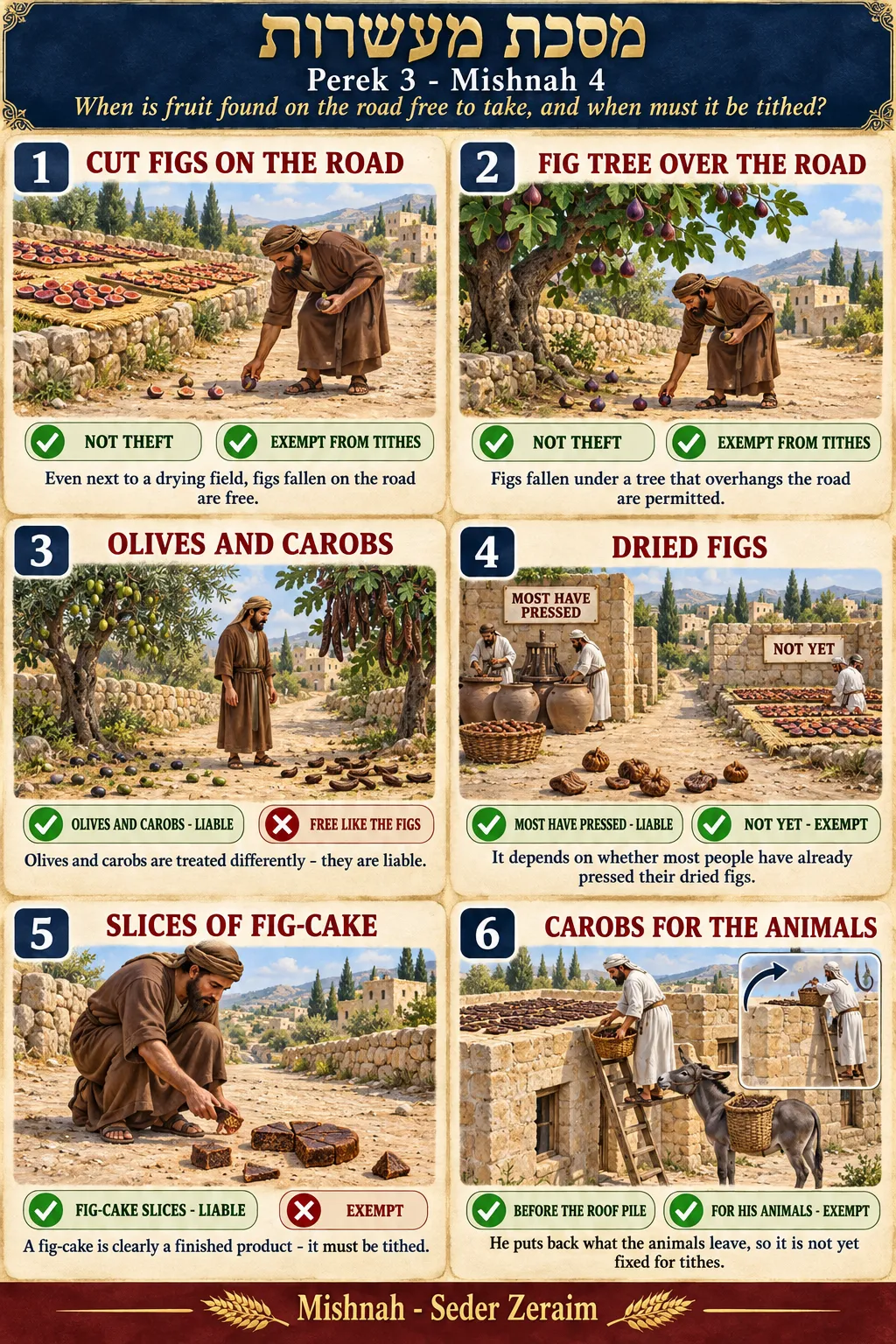 Infographic for Maaseros 3:4: FRUIT FOUND ON THE ROAD