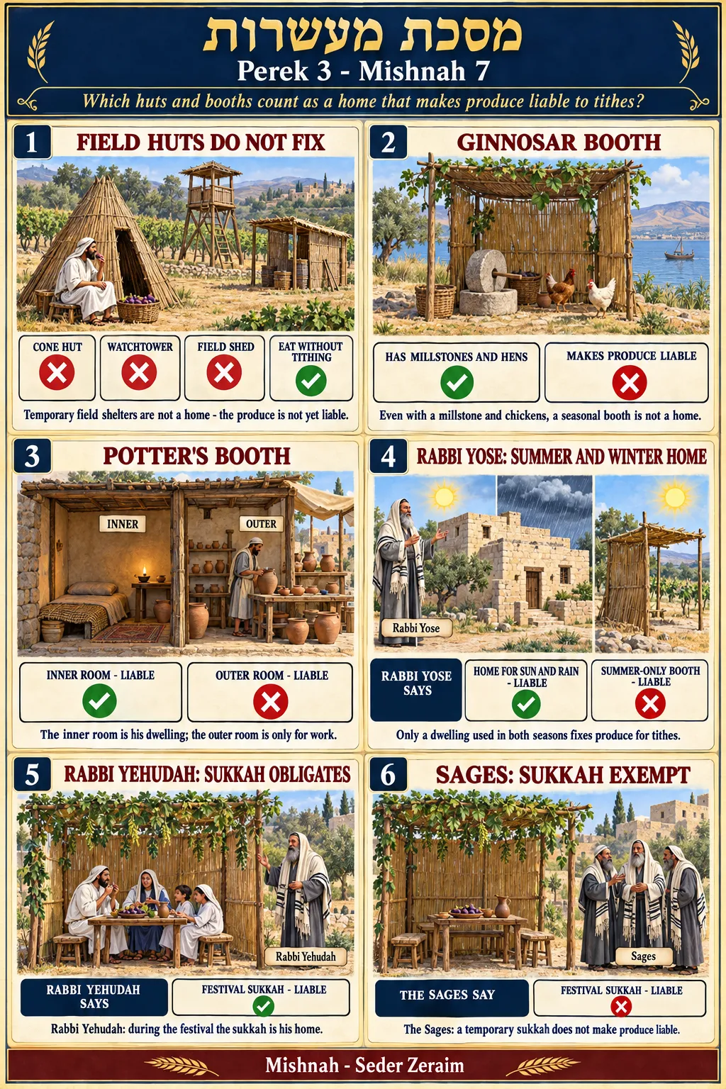 Infographic for Maaseros 3:7: WHICH HUTS FIX TITHES