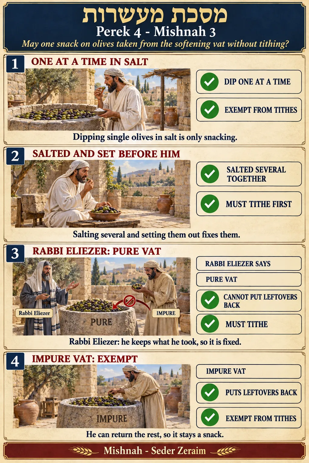Infographic for Maaseros 4:3: OLIVES FROM THE VAT