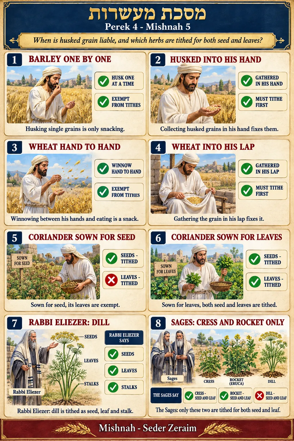 Infographic for Maaseros 4:5: HUSKING GRAIN AND DUAL-USE HERBS