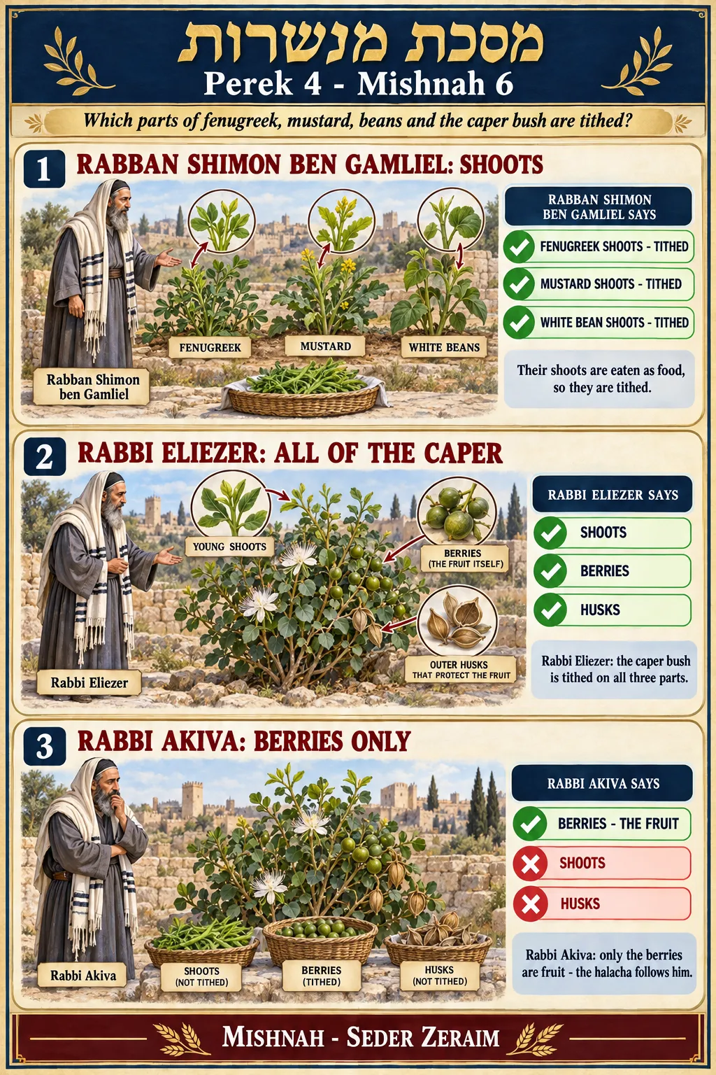 Infographic for Maaseros 4:6: SHOOTS, BERRIES AND HUSKS