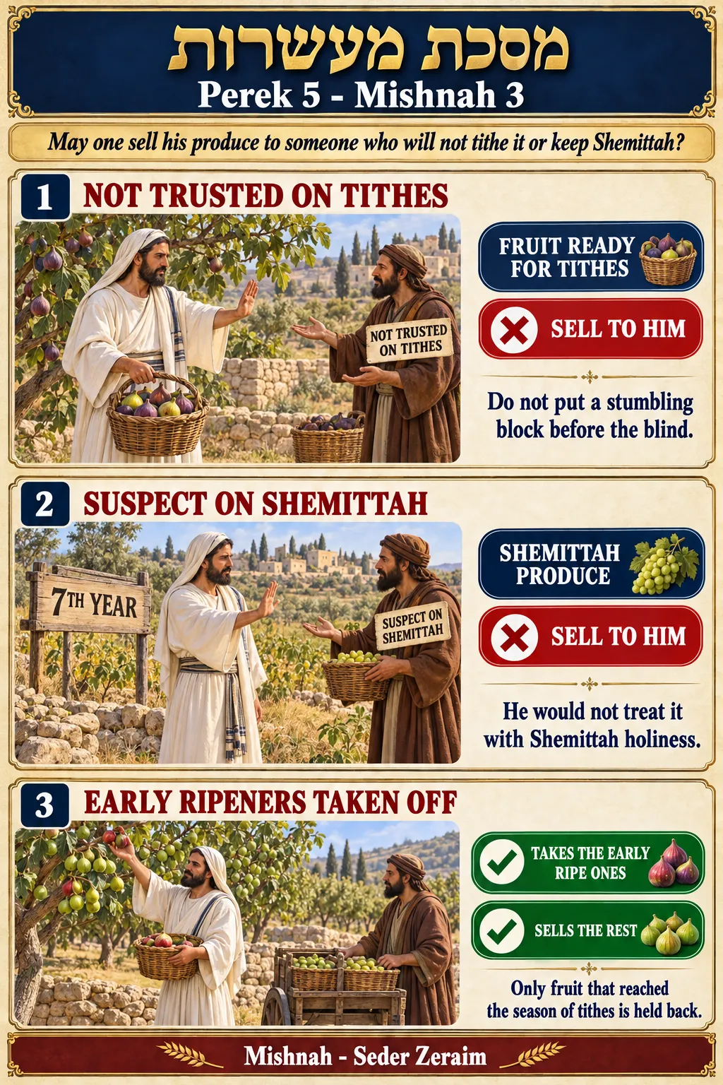 Infographic for Maaseros 5:3: SELLING TO THE UNTRUSTED