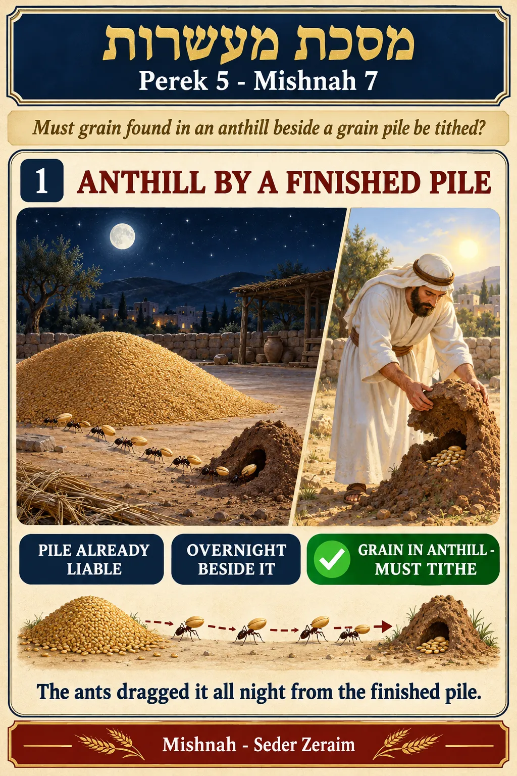 Infographic for Maaseros 5:7: GRAIN IN ANTHILLS