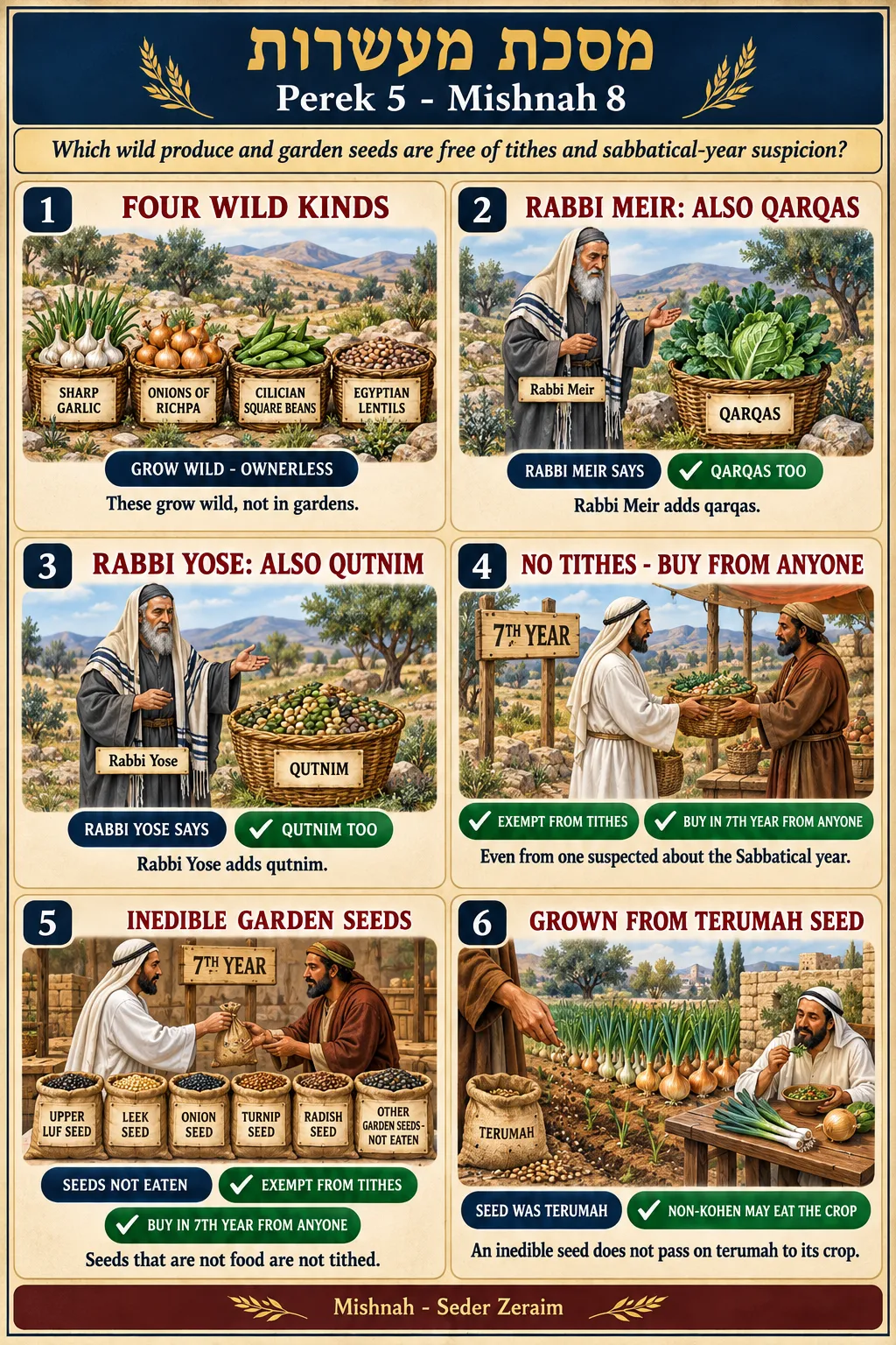Infographic for Maaseros 5:8: EXEMPT PRODUCE AND INEDIBLE SEEDS